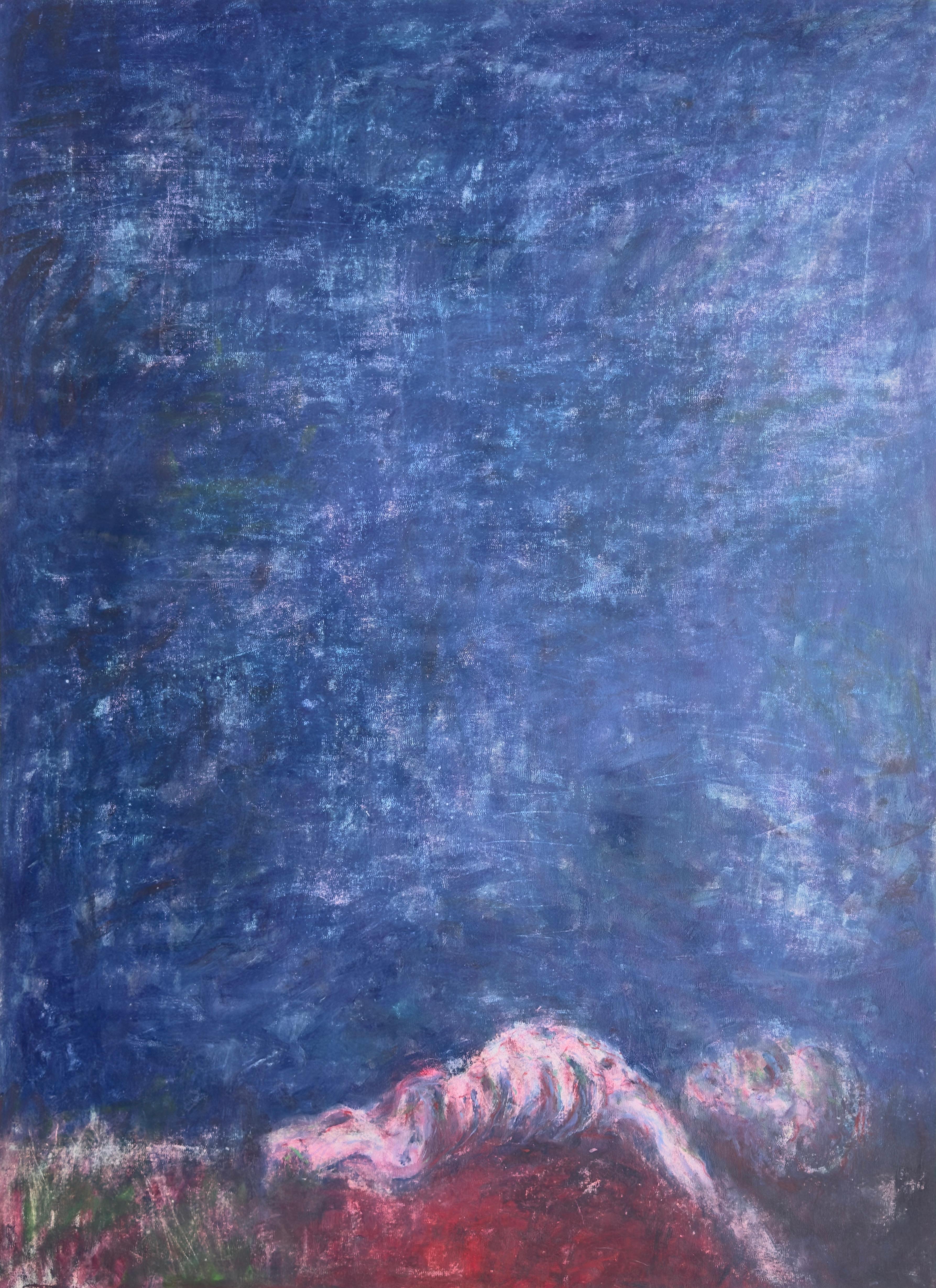 Abstract Painting di Zsolt Berszán - Corpo in campo 8 - XXI secolo, pittura astratta, paesaggio, bleu, verde