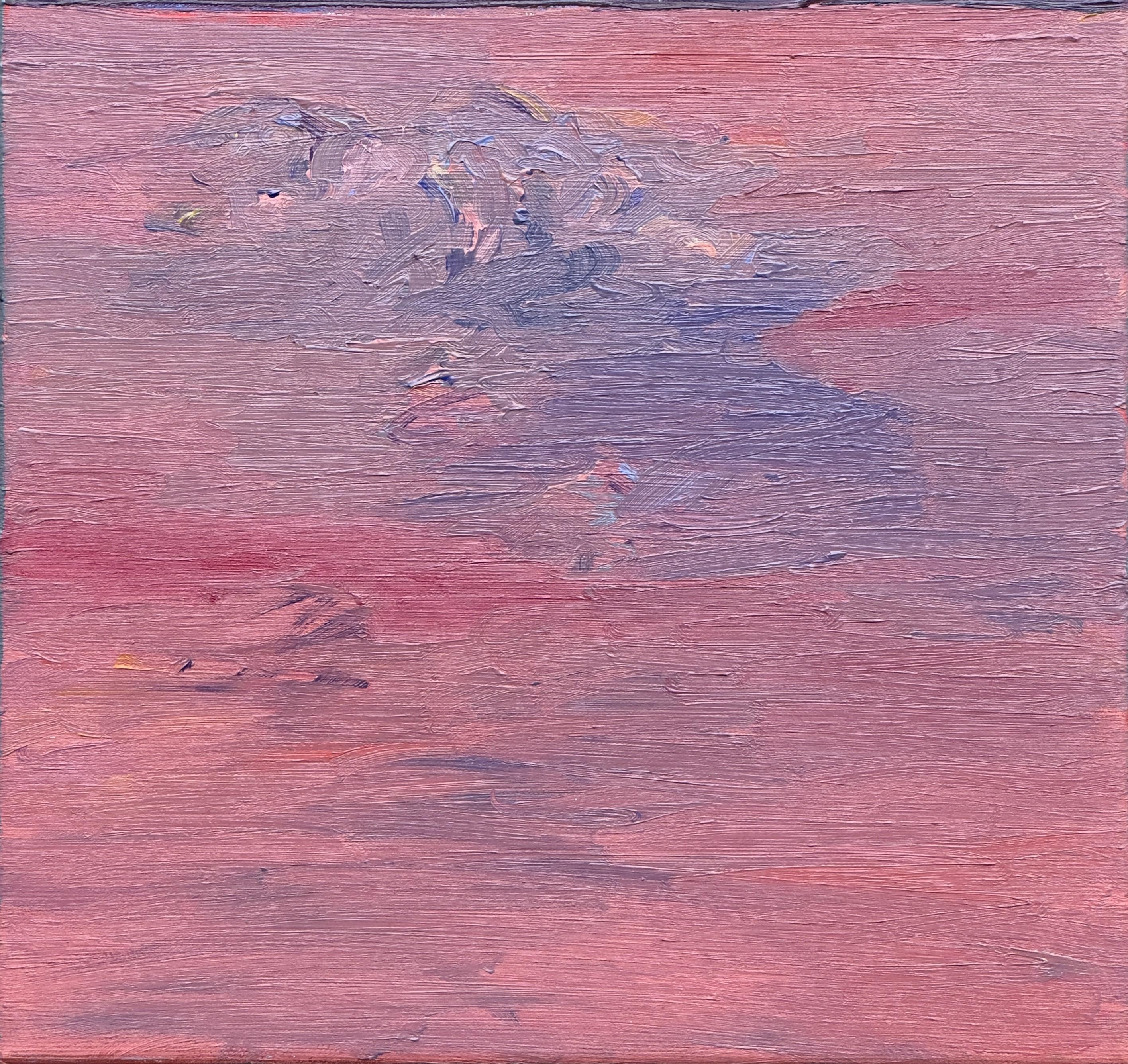 Corpo in campo #8 - 21° secolo, pittura a olio, paesaggio, rosa, viola - Painting Contemporaneo di Zsolt Berszán
