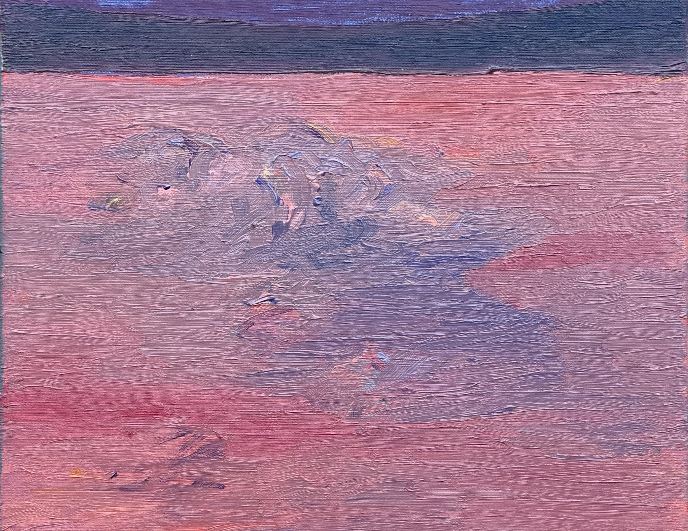 Corpo in campo #8 - 21° secolo, pittura a olio, paesaggio, rosa, viola - Figurative Painting Viola di Zsolt Berszán