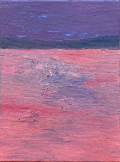 Body in the Field #8 - 21st Century, oil painting, landscape, pink, violet