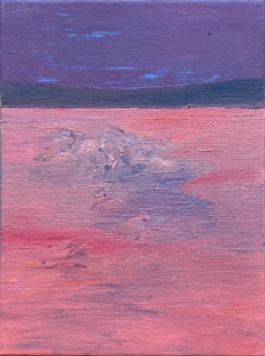 Cuerpo en el campo #8 - Siglo XXI, pintura al óleo, paisaje, rosa, violeta