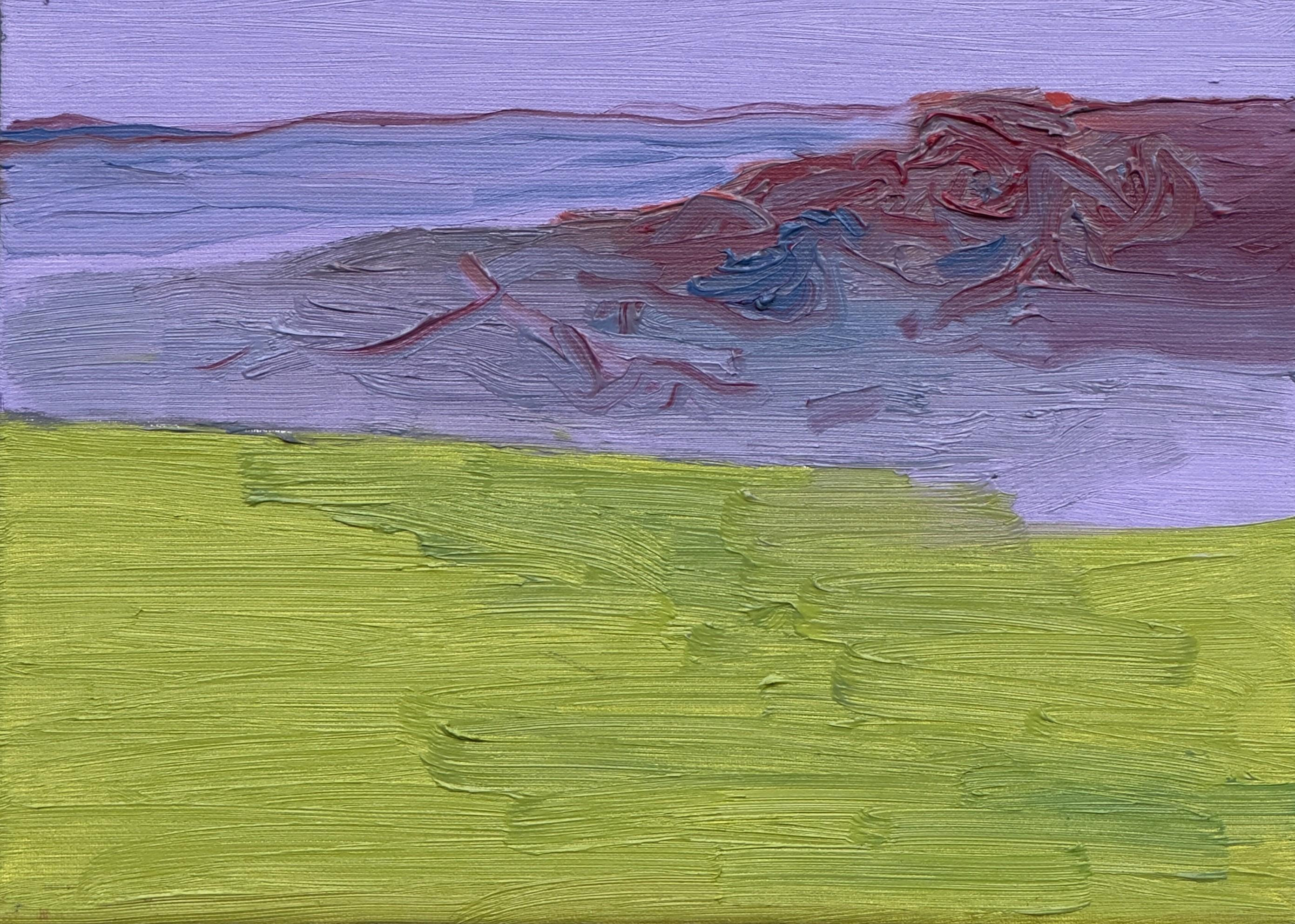Corpo in campo #9 - 21° secolo, pittura ad olio, paesaggio, verde, giallo, rosso - Painting Contemporaneo di Zsolt Berszán
