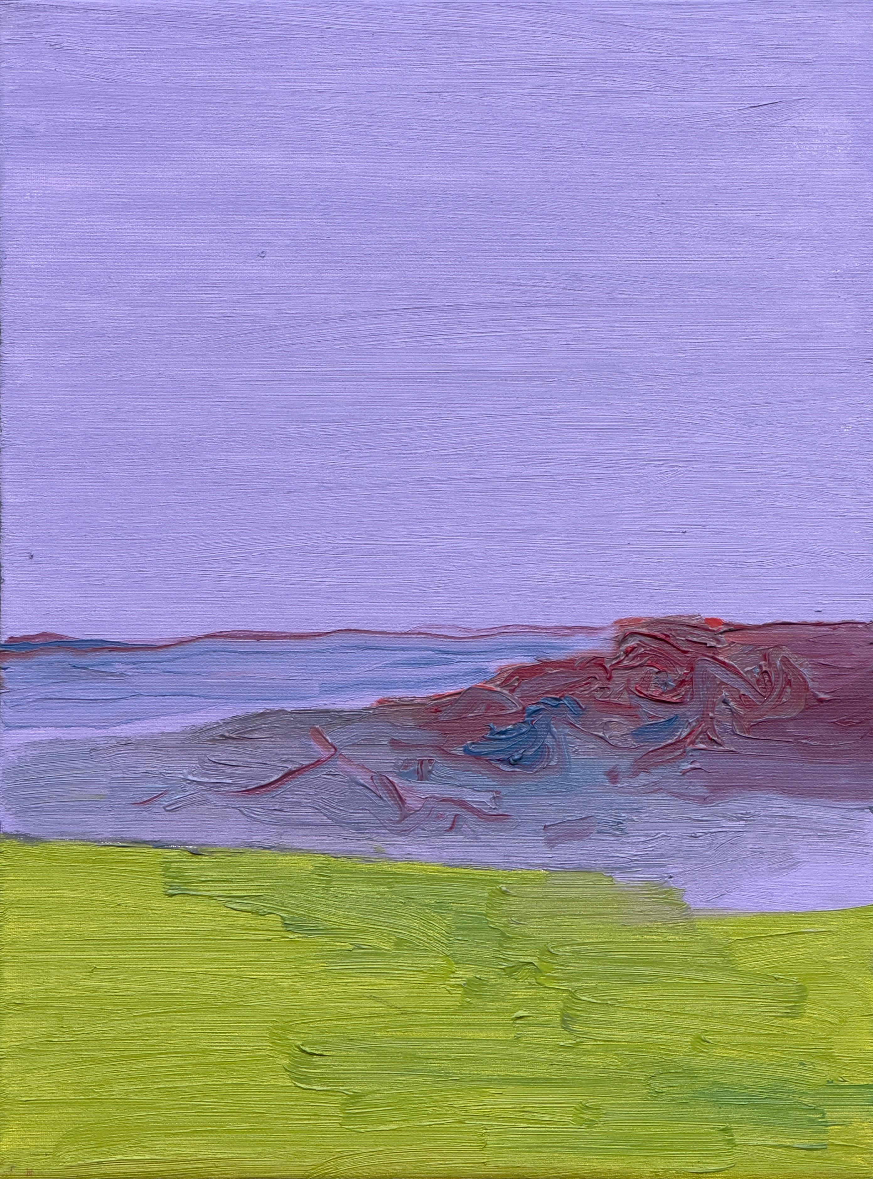 Landscape Painting di Zsolt Berszán - Corpo in campo #9 - 21° secolo, pittura ad olio, paesaggio, verde, giallo, rosso