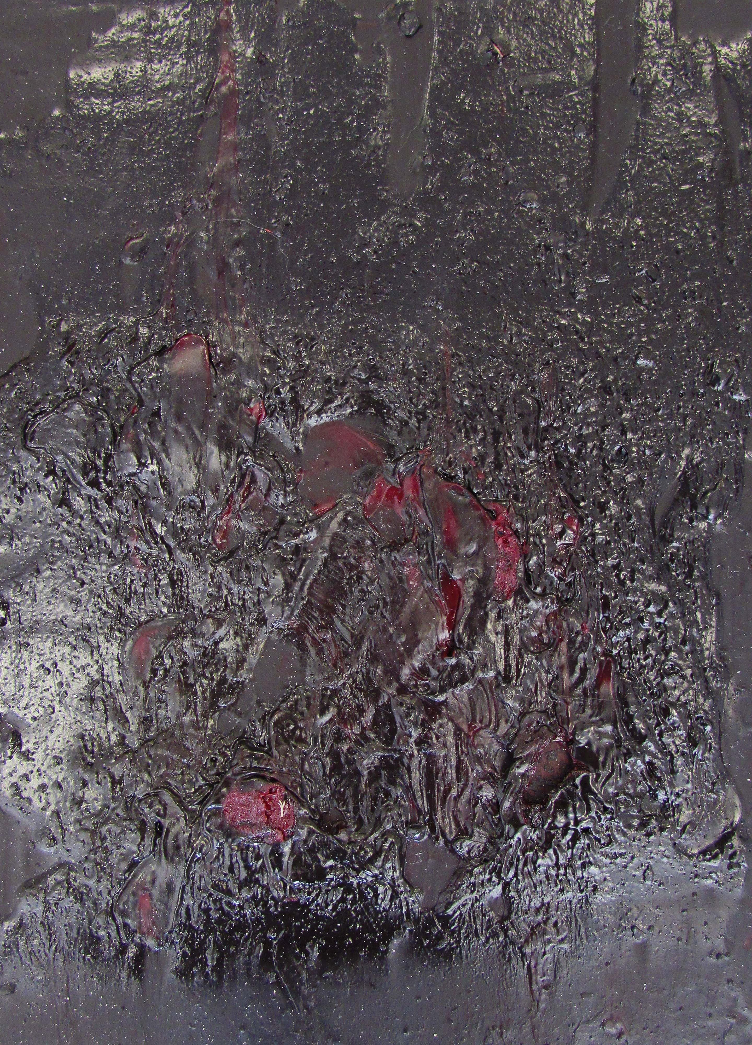 Senza titolo 01 - 21° secolo, Astratto, Nero, Arte contemporanea - Mixed Media Art di Zsolt Berszán