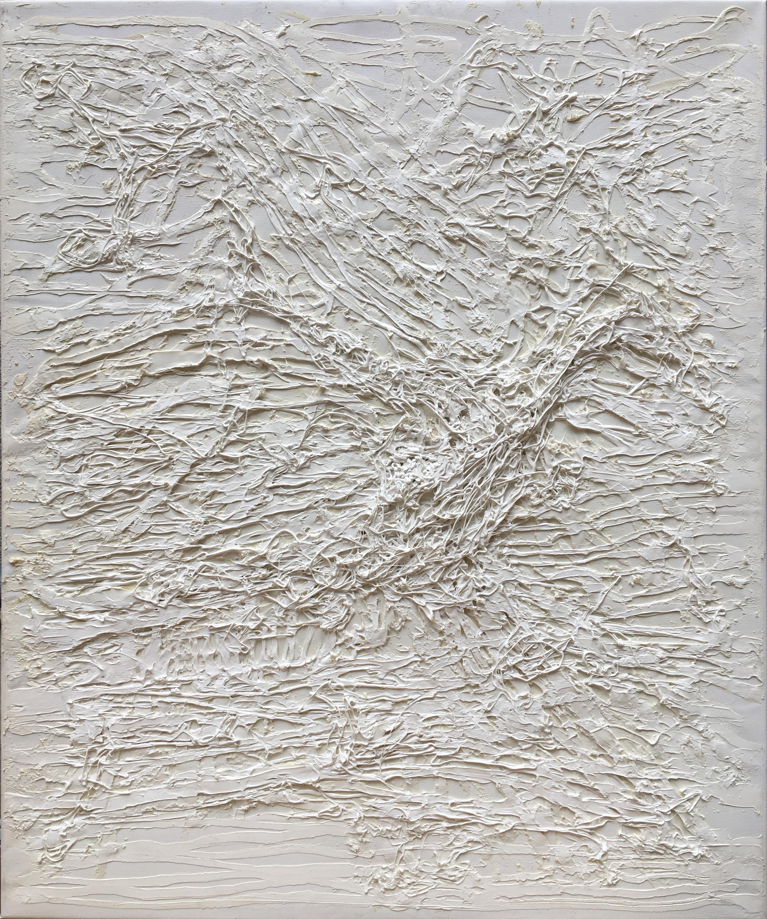 Untitled 01 - Contemporary, Abstract Painting, White, Monochrome, Organic