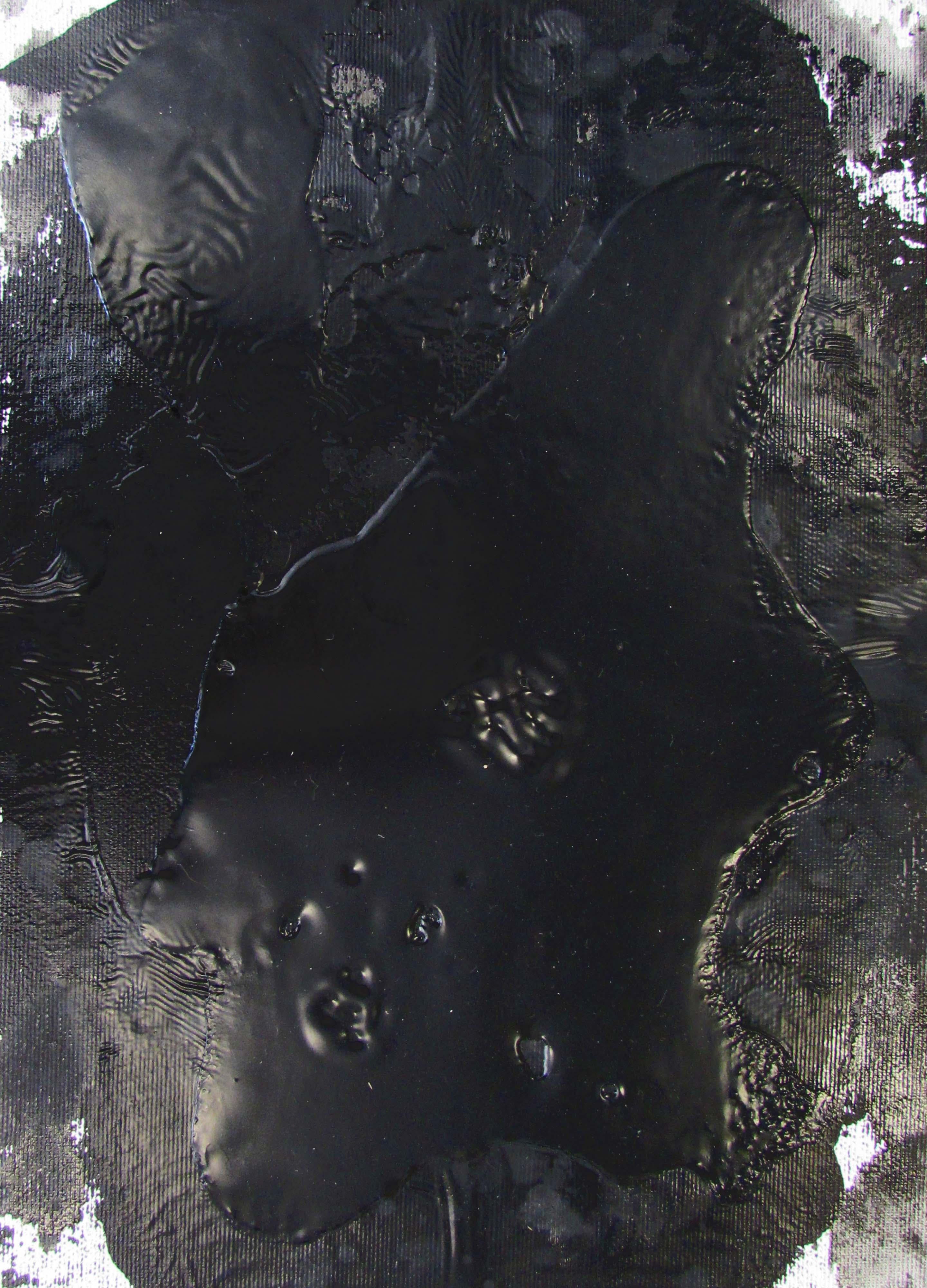 Zsolt Berszán Abstract Painting - Untitled 01 [Dissecting the Unknown 01] - Black, Monochrome, Abstract, 21st C