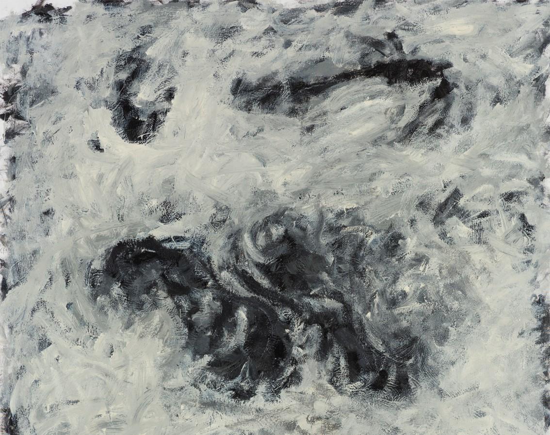 Untitled 010 [Remains of the Remains 010] - Contemporary, Abstract, Grey4 - Abstract Expressionist Painting by Zsolt Berszán