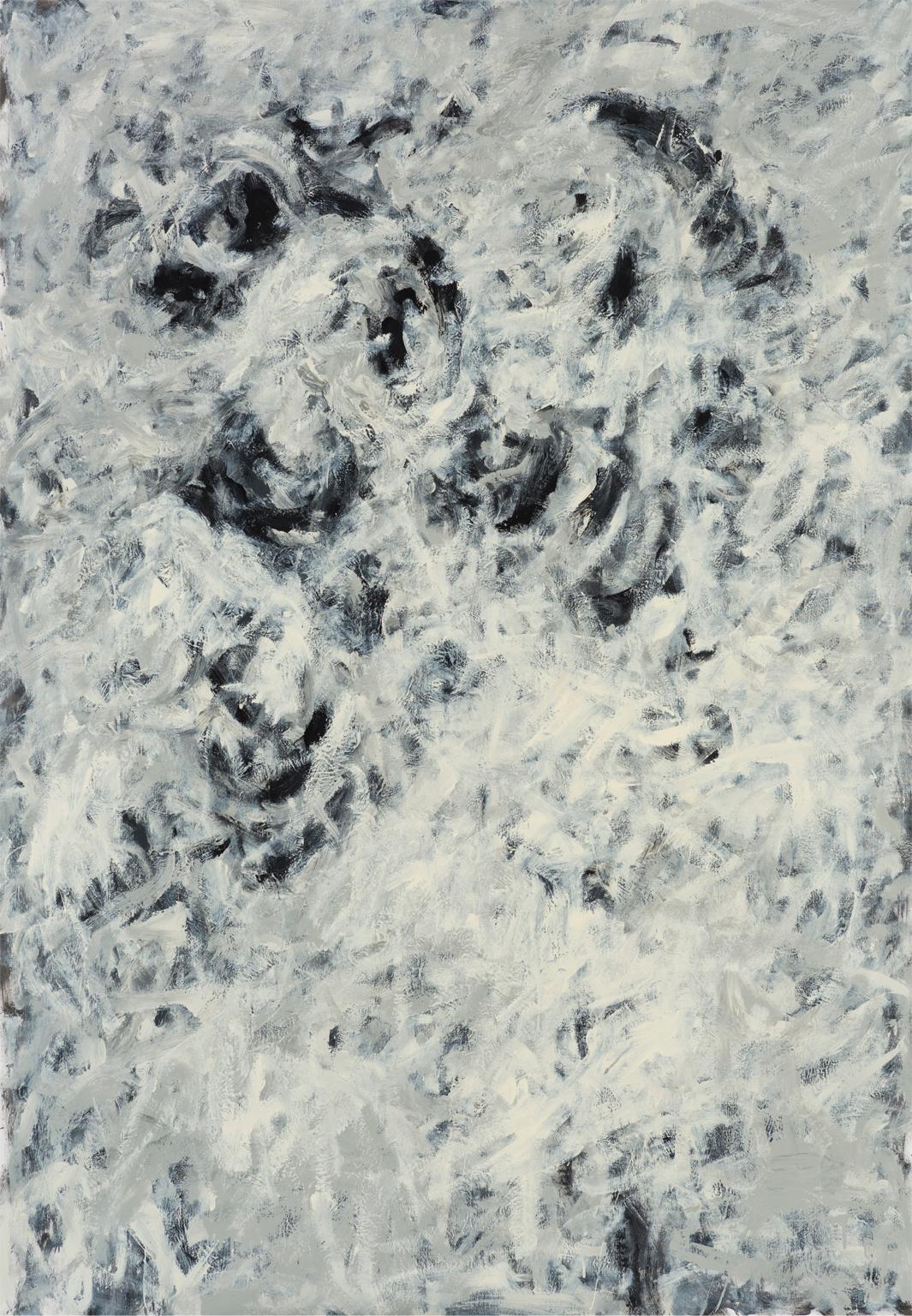Zsolt Berszán Abstract Painting - Untitled 012 [Remains of the Remains 012]- Abstract, Gray, Organic, Contemporary