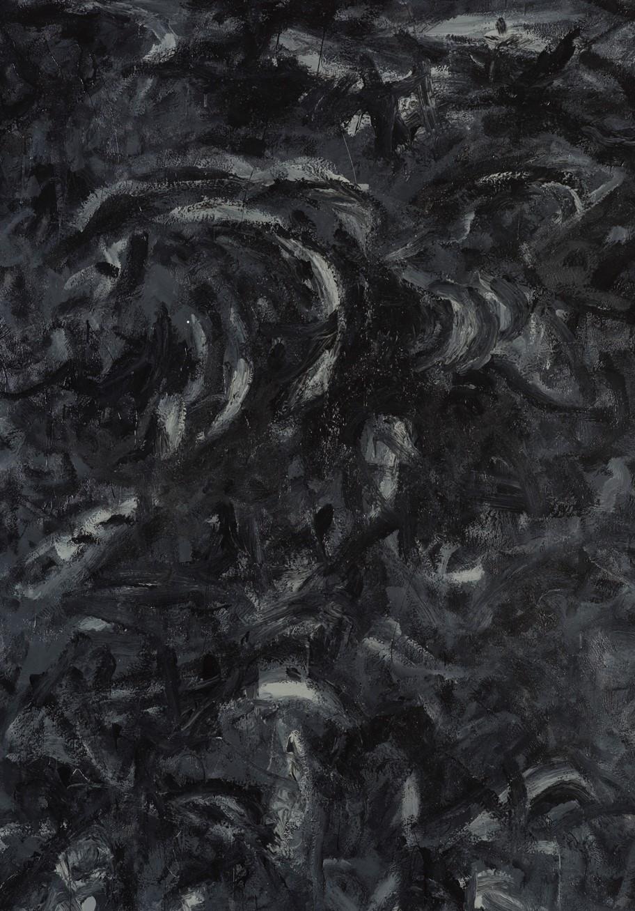 Untitled 017 [Remains of the Remains 017] - Contemporary, Black, Organic, Gray - Abstract Expressionist Painting by Zsolt Berszán