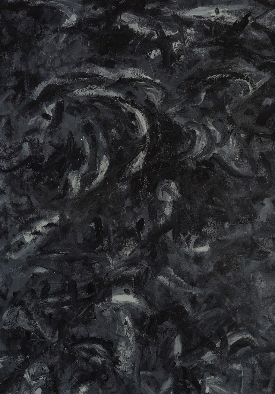 Senza Titolo 017 [Resti dei Resti 017] - Contemporaneo, Nero, Organico, Grigio - Painting Espressionismo astratto di Zsolt Berszán
