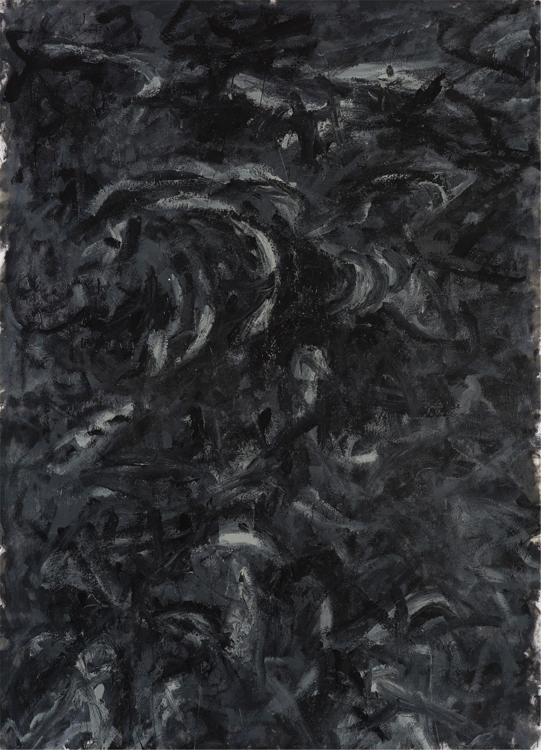 Senza Titolo 017 [Resti dei Resti 017] - Contemporaneo, Nero, Organico, Grigio - Painting di Zsolt Berszán