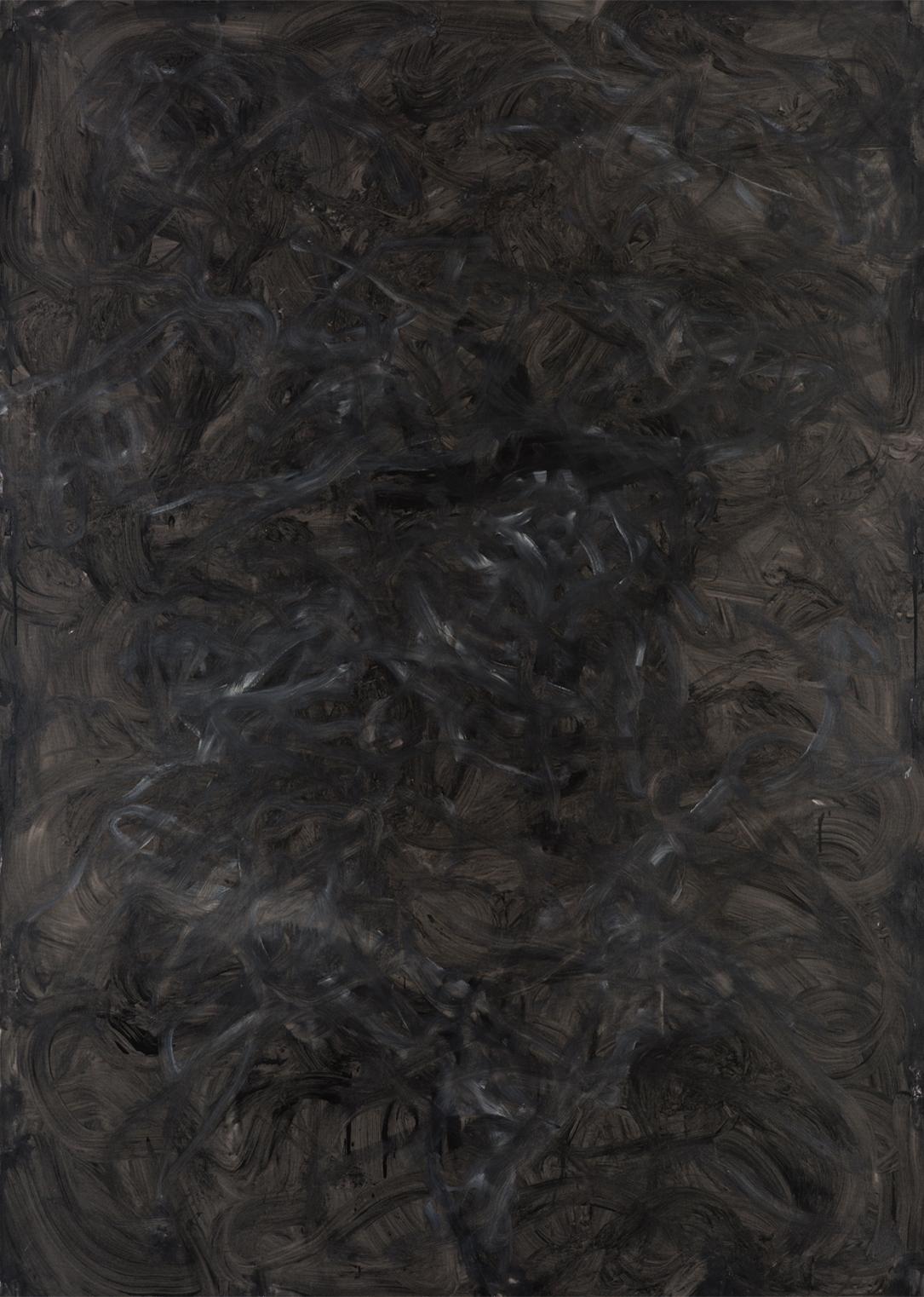 Zsolt Berszán Abstract Painting - Untitled 019 [Remains of the Remains 019] -Contemporary Art, Abstract, Black