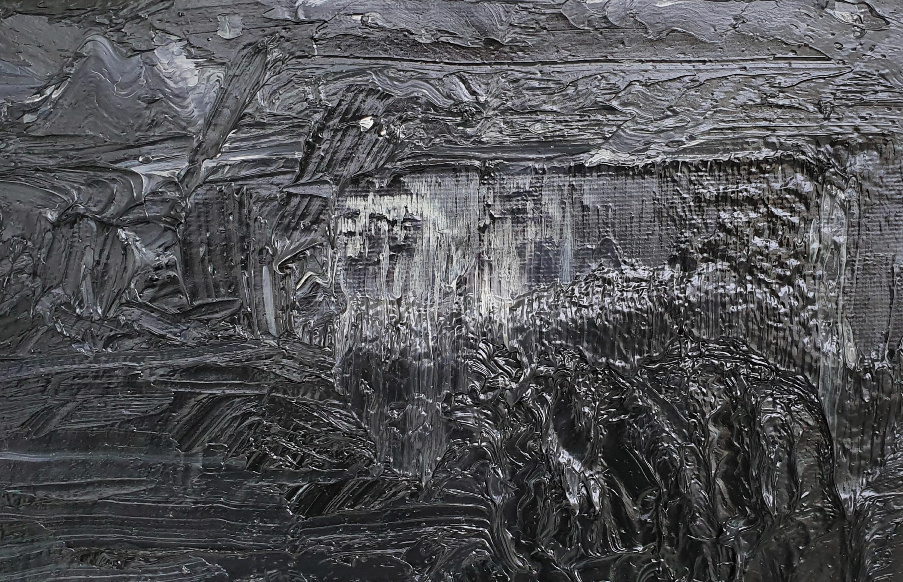 Sans titre 02 - Contemporain, abstrait, noir, monochrome, organique - Painting de Zsolt Berszán