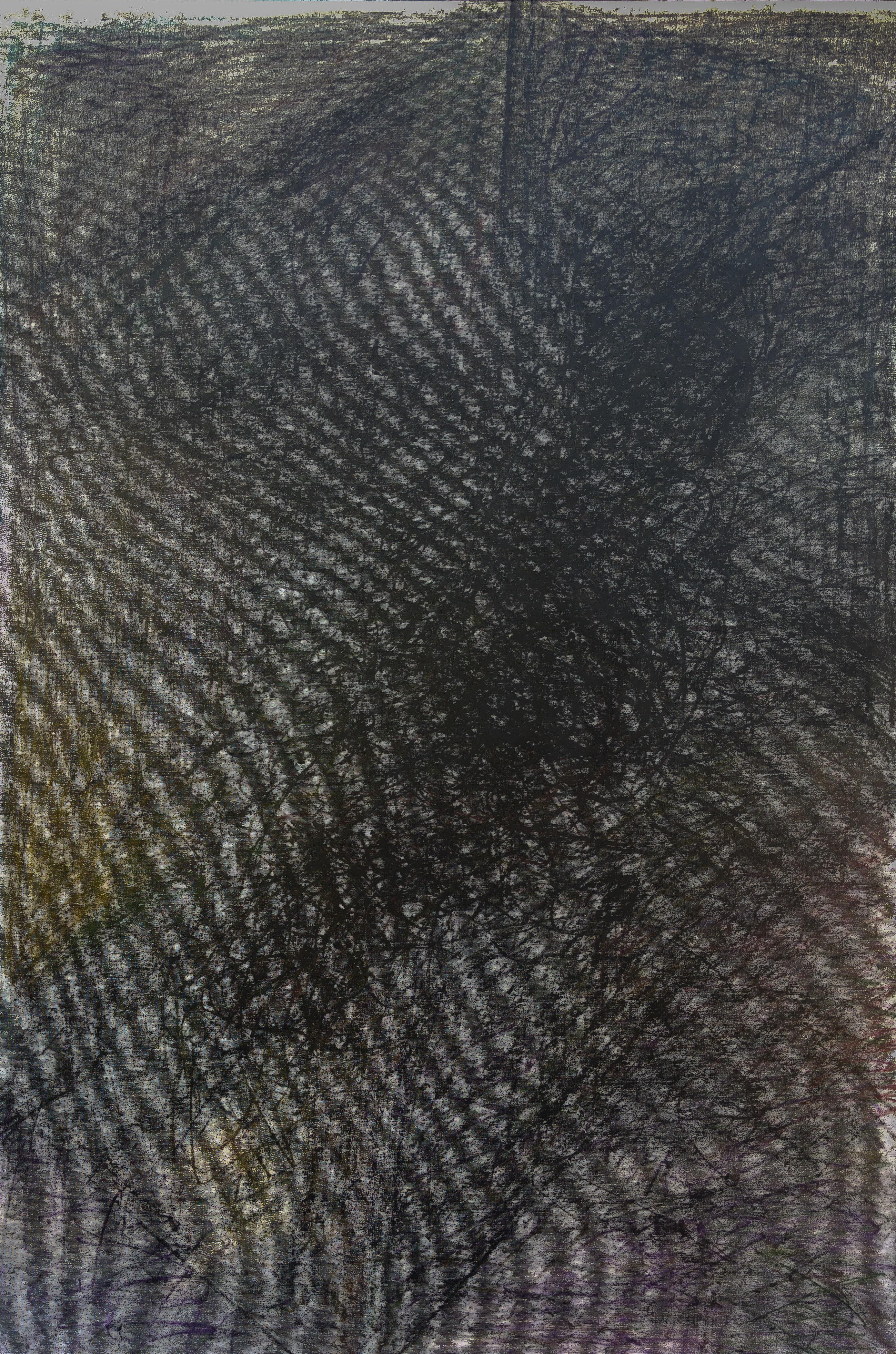 Zsolt Berszán Landscape Painting – Ohne Titel 02 - Zeitgenössische Kunst, Abstrakt, Geometrisch, Schwarz, geschichtet