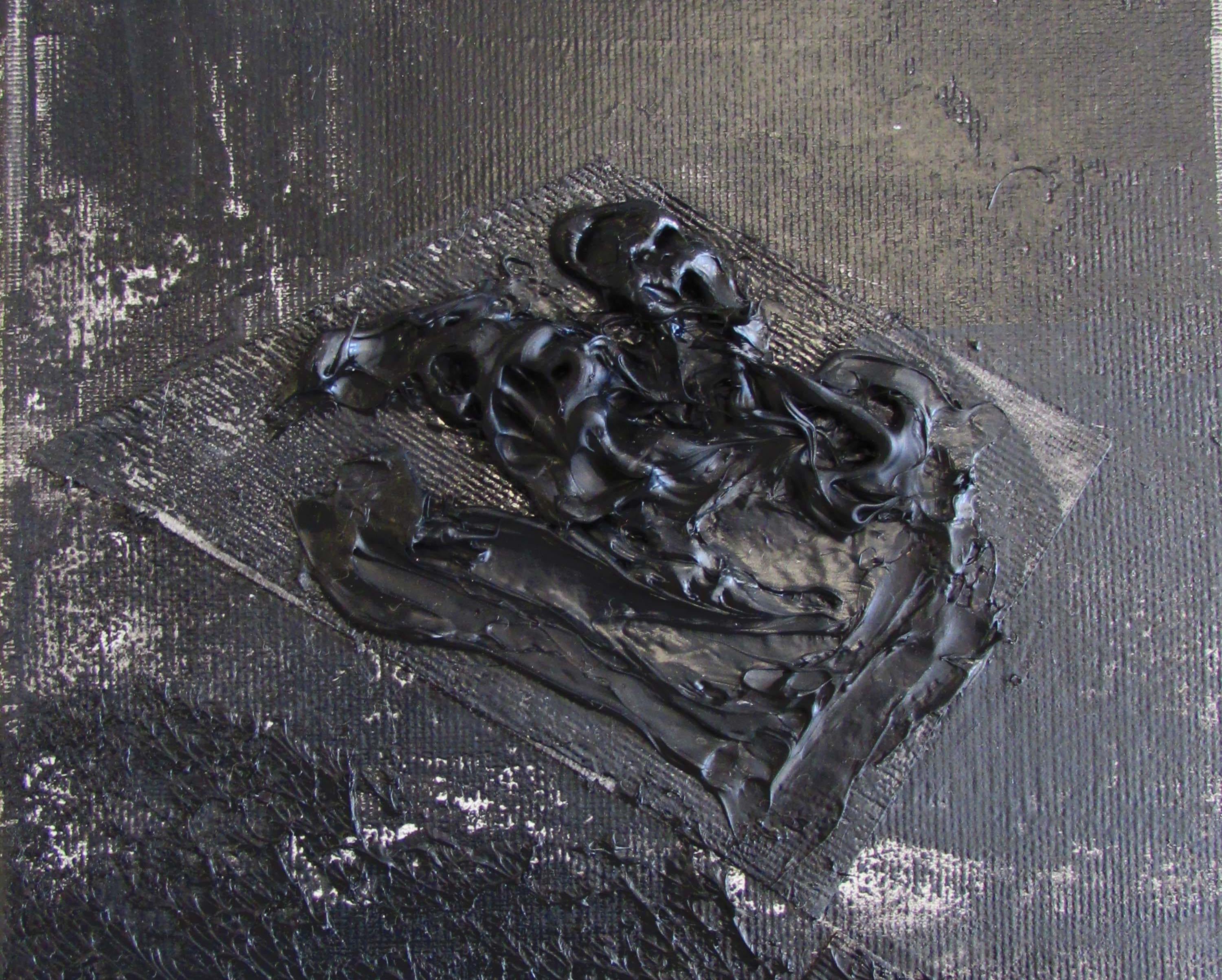 Untitled 02 [Dissecting the Unknown 02] - Contemporary, Black, Monochrome - Painting by Zsolt Berszán