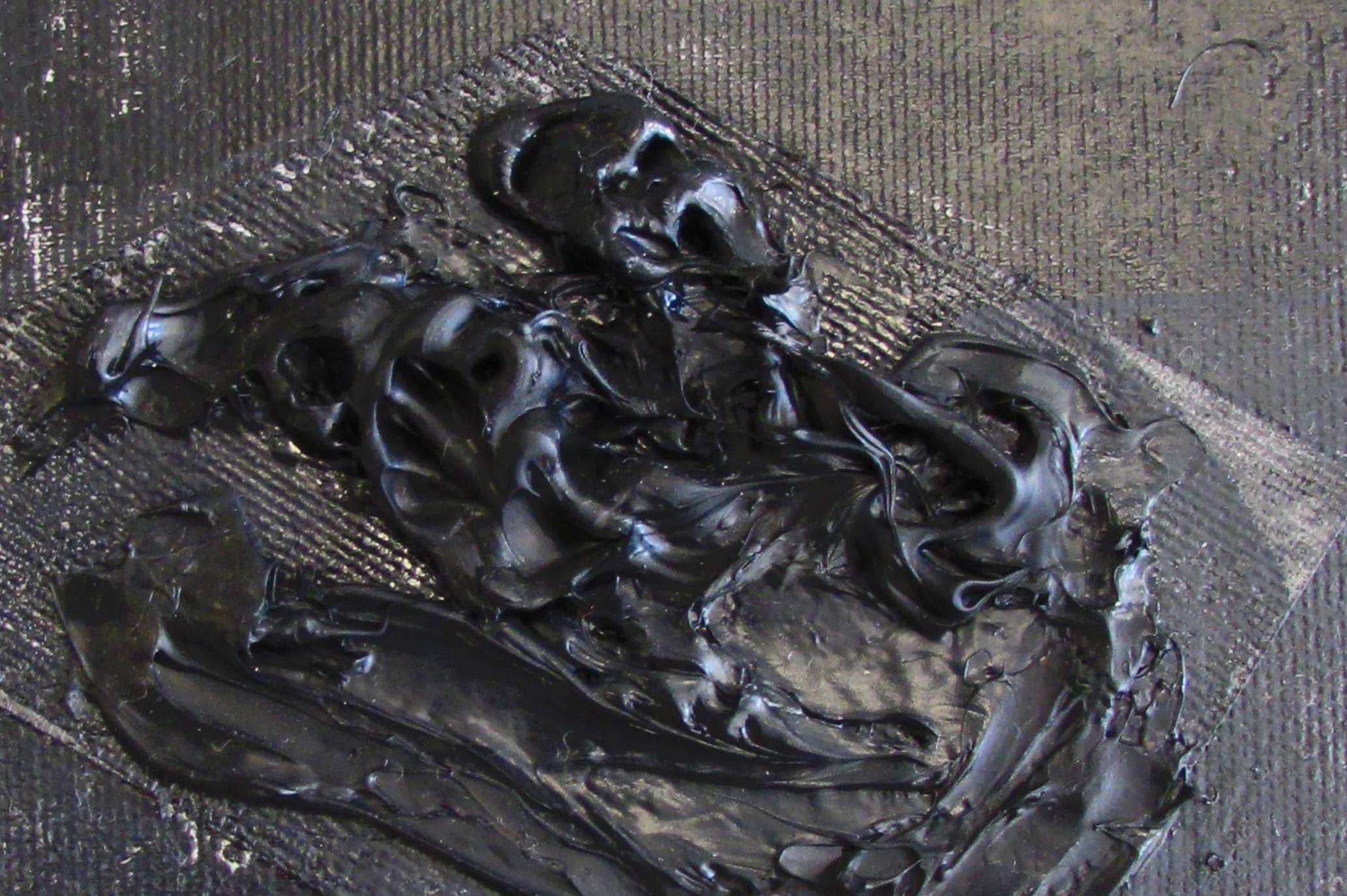 Untitled 02 [Dissecting the Unknown 02] - Contemporary, Schwarz, Monochrome (Abstrakt), Painting, von Zsolt Berszán