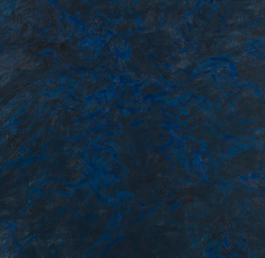 Sans titre 020 - 21e siècle, peinture abstraite, bleu, minimaliste, monochrome - Noir Abstract Painting par Zsolt Berszán