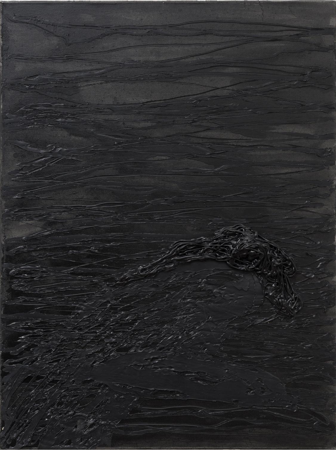 Zsolt Berszán Abstract Painting - Untitled 03 - Black, Abstract, Monochrome, 21st Century, Organic, Minimalist