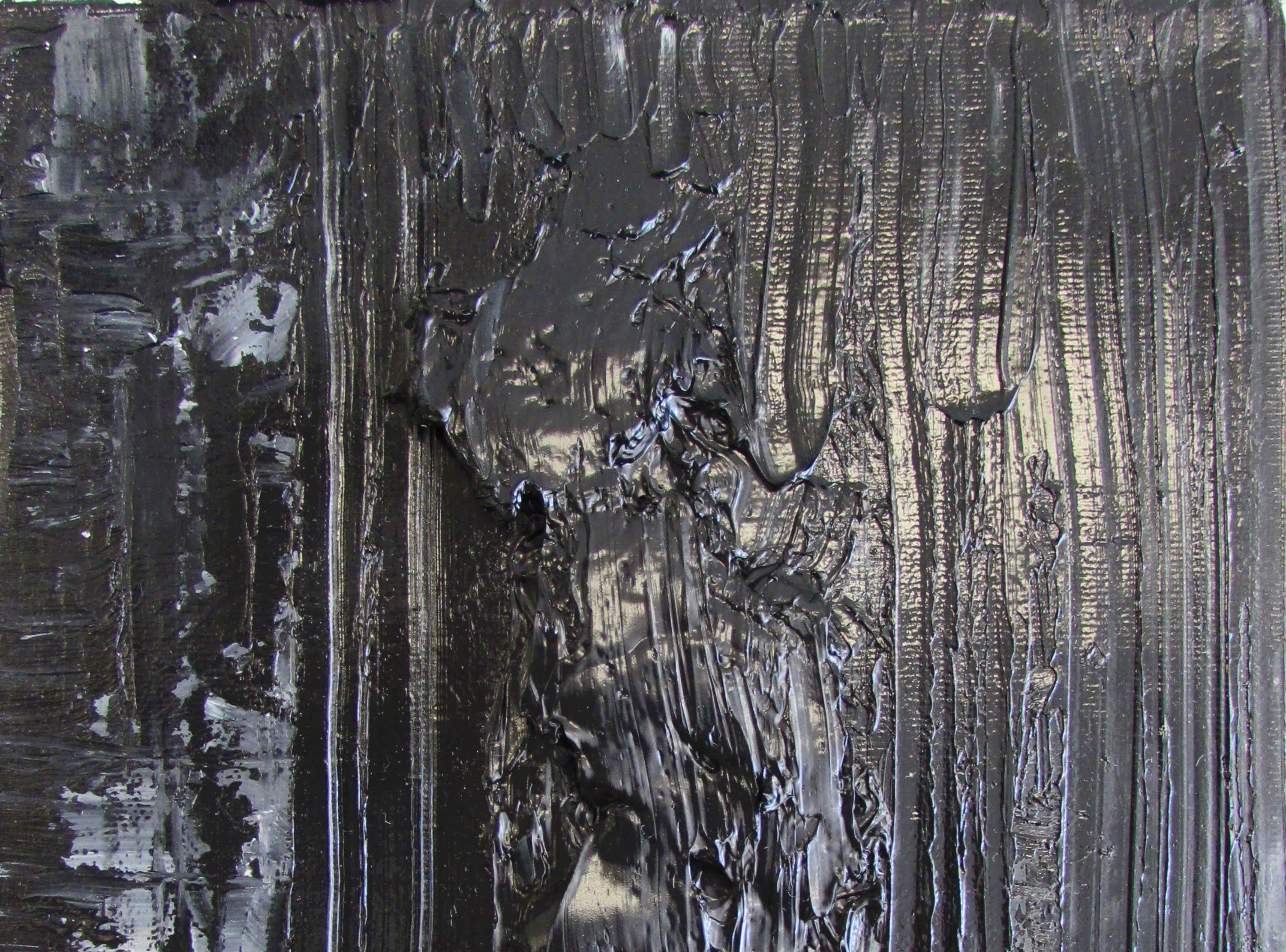 Untitled 03 [Dissecting the Unknown 03] - Contemporary, Black, Monochrome - Abstract Painting by Zsolt Berszán
