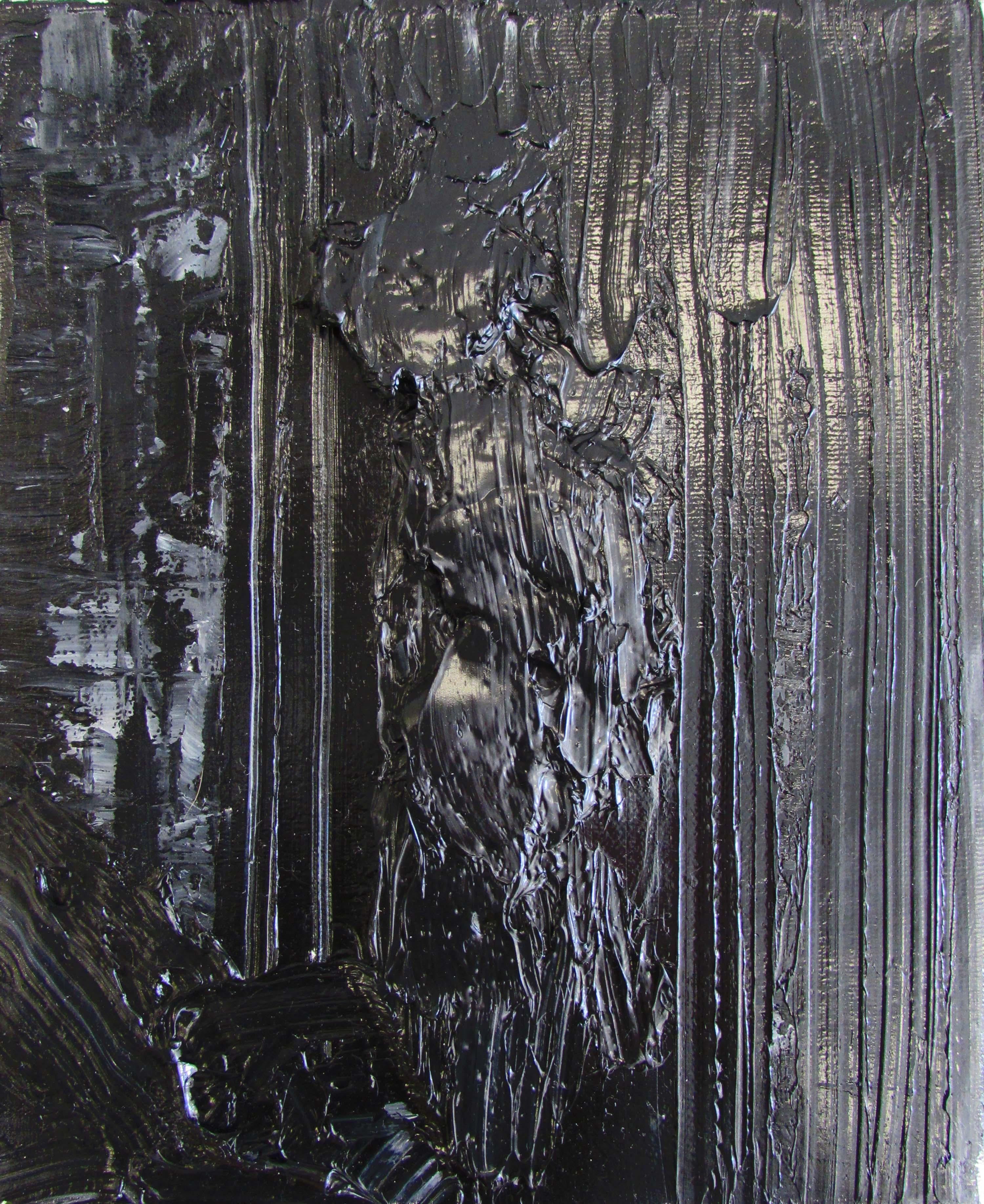 Abstract Painting Zsolt Berszán - Sans titre 03 [Dissecting the Inknown 03] - Contemporain, Noir, Monochrome