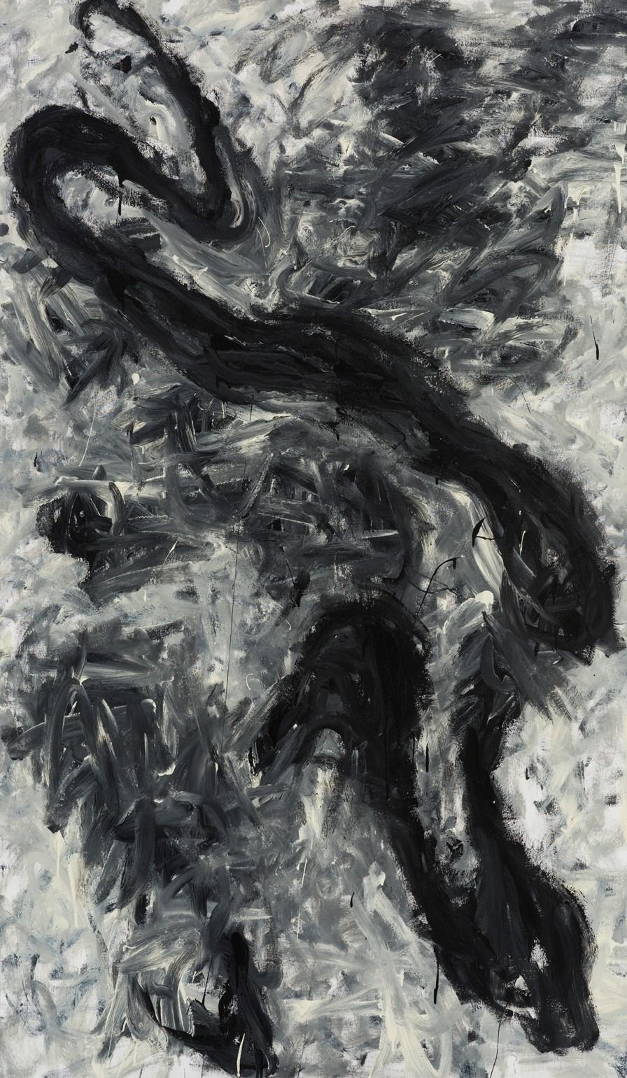 Ohne Titel 03 [Remains of the Remains 03] - Zeitgenössisch, Abstrakt, Schwarz, Grau – Painting von Zsolt Berszán