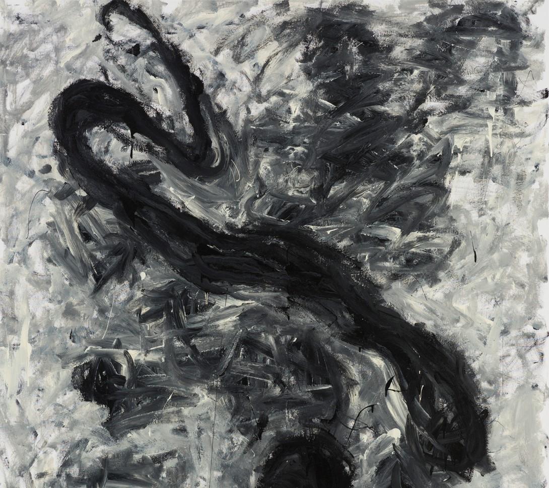 Untitled 03 [Remains of the Remains 03] - Contemporary, Abstract, Black, Gray - Abstract Expressionist Painting by Zsolt Berszán