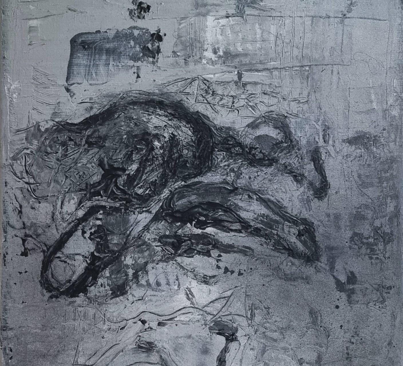 Sans titre 03 [Remains of the Remains 03] - Art contemporain, abstrait, noir - Painting de Zsolt Berszán