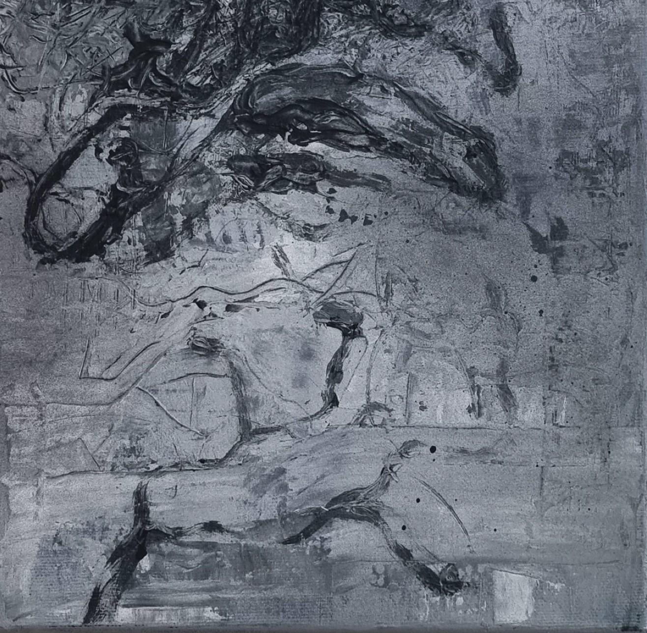 Sans titre 03 [Remains of the Remains 03] - Art contemporain, abstrait, noir - Noir Abstract Painting par Zsolt Berszán