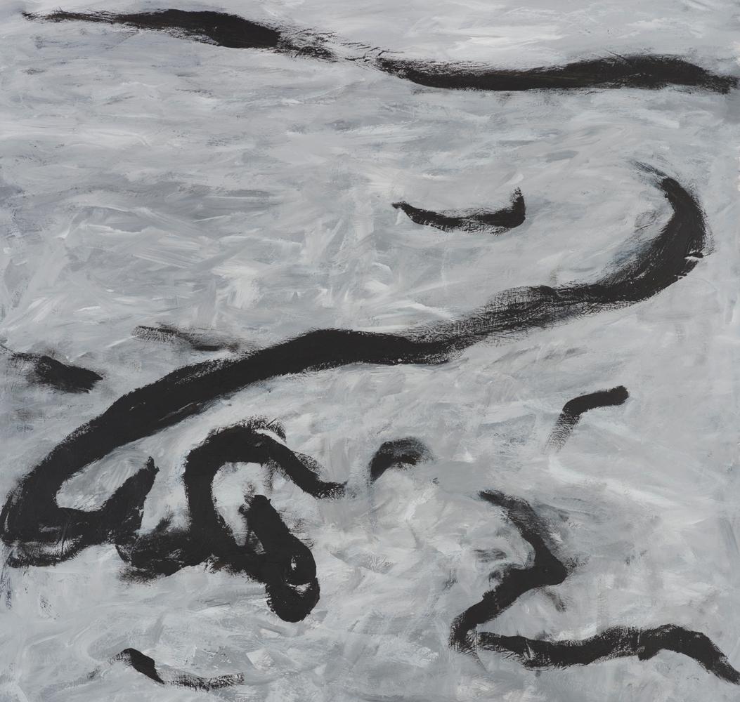 Sans titre 04 - 21e siècle, Art abstrait, noir, gris, peinture contemporaine - Painting de Zsolt Berszán