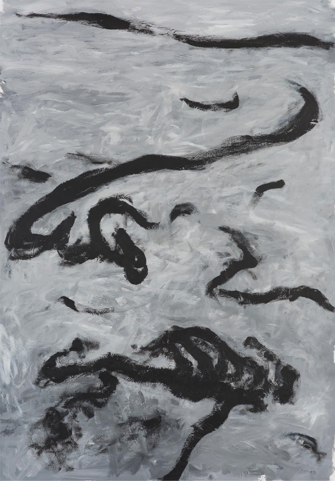 Abstract Painting Zsolt Berszán - Sans titre 04 - 21e siècle, Art abstrait, noir, gris, peinture contemporaine