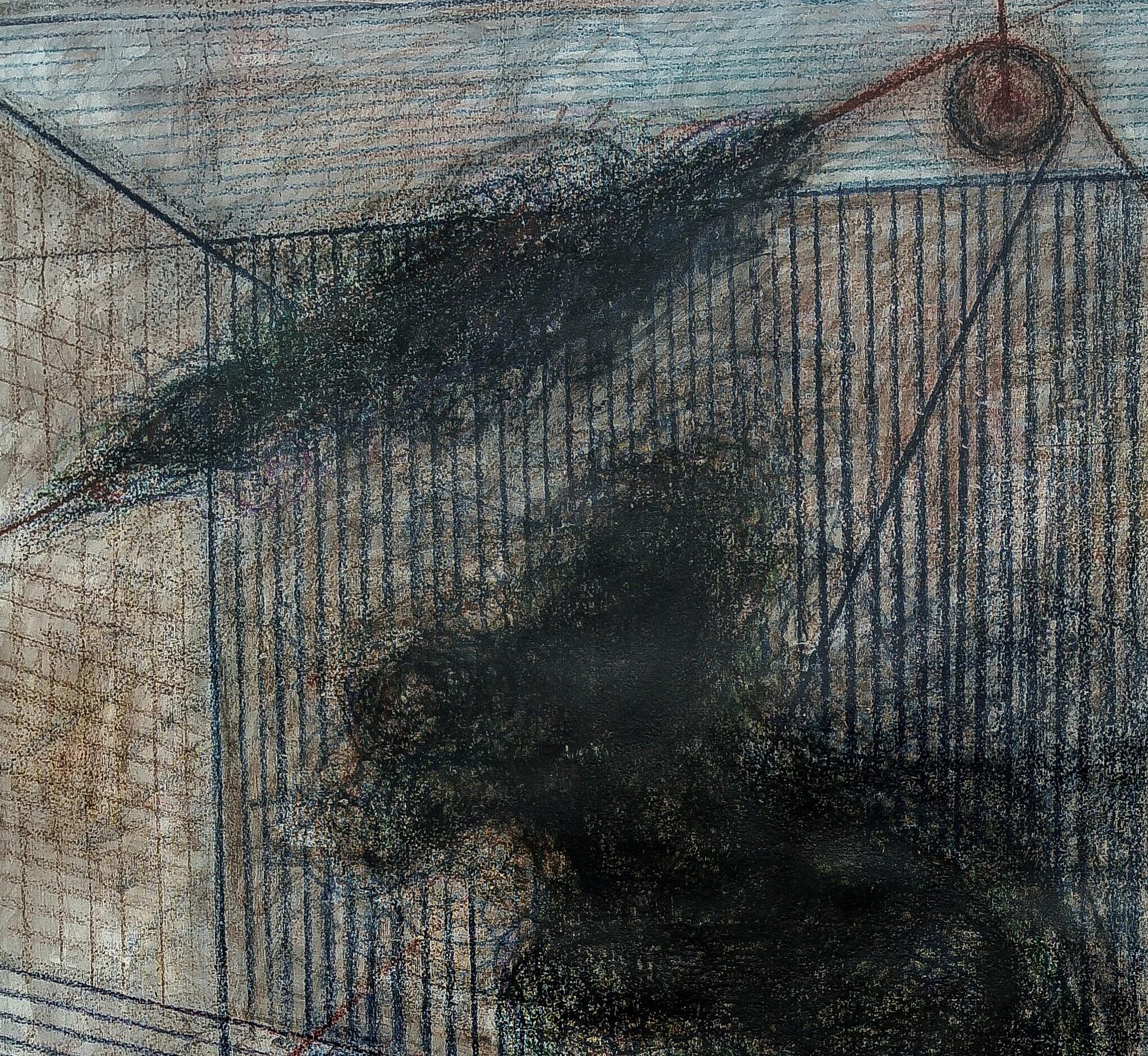Ohne Titel 04 - Zeitgenössisch, Abstrakte Zeichnung auf Leinwand, Minimalistisch, Gestisch (Grau), Abstract Painting, von Zsolt Berszán