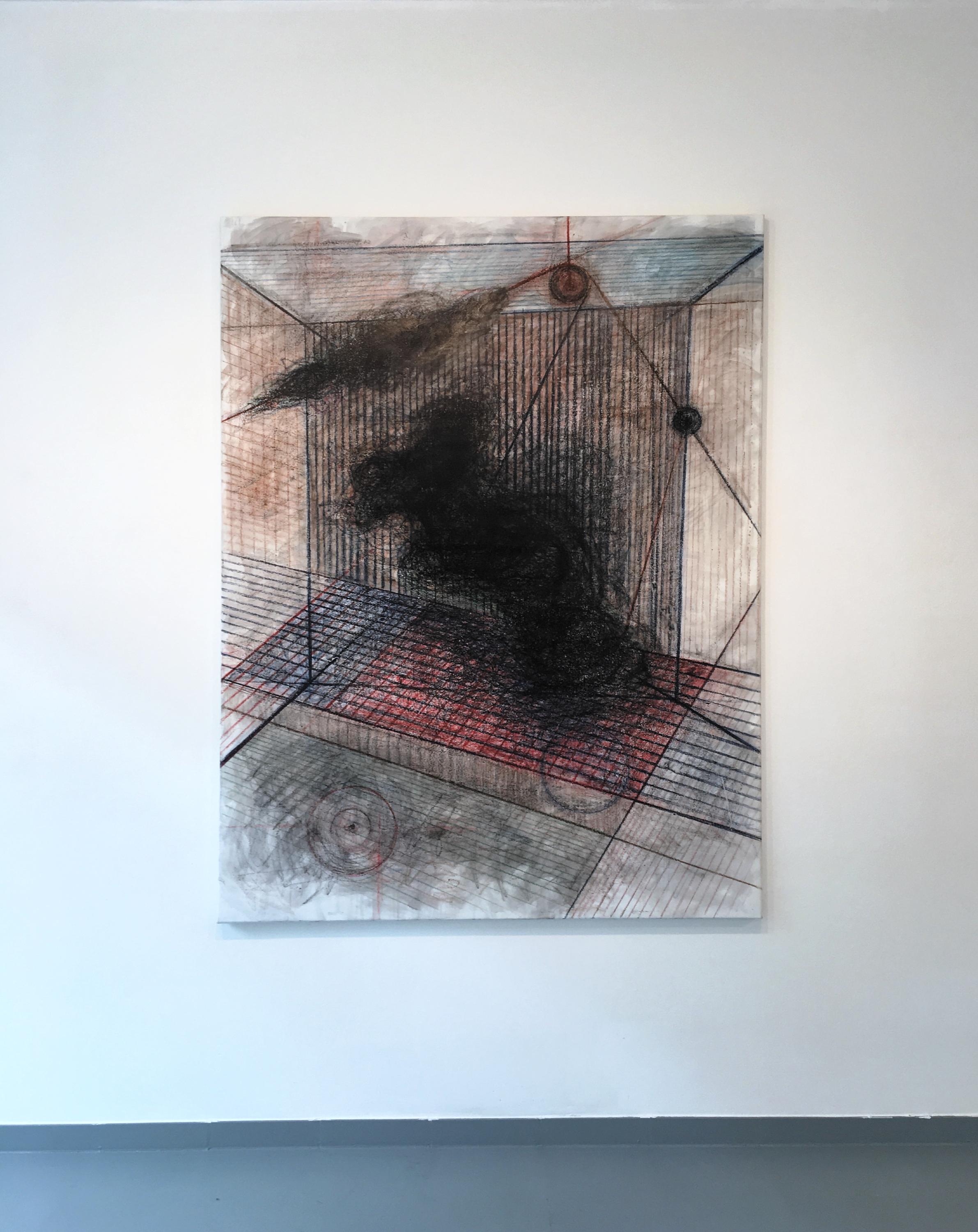 Untitled 04, 2017
Wax crayon on canvas (Signed on reverse)
78.74 H x 59.05 W in.
200 H x 150 W cm

Zsolt Berszán treats the first layer of the drawing as a substrate, as a surface on which something is deposited or inscribed. In this way the