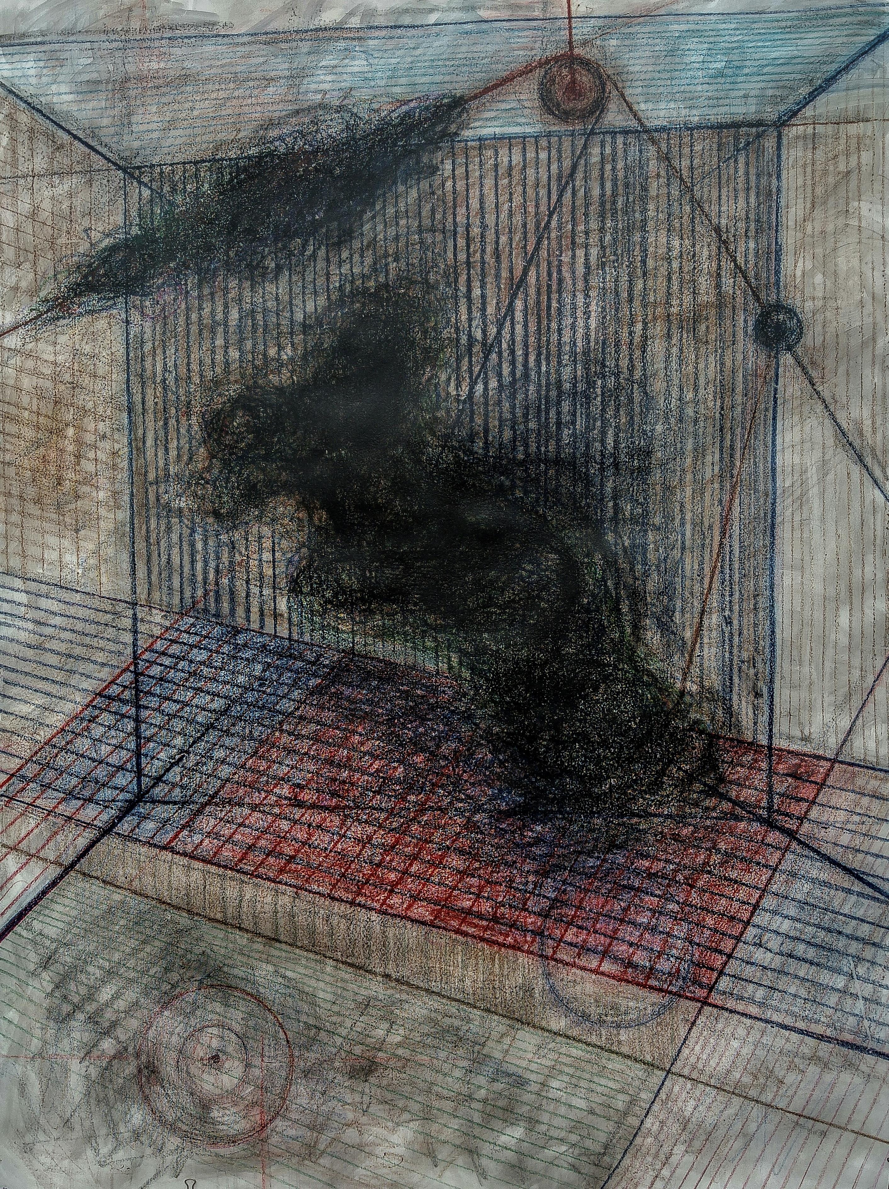 Zsolt Berszán Abstract Painting – Ohne Titel 04 - Zeitgenössisch, Abstrakte Zeichnung auf Leinwand, Minimalistisch, Gestisch
