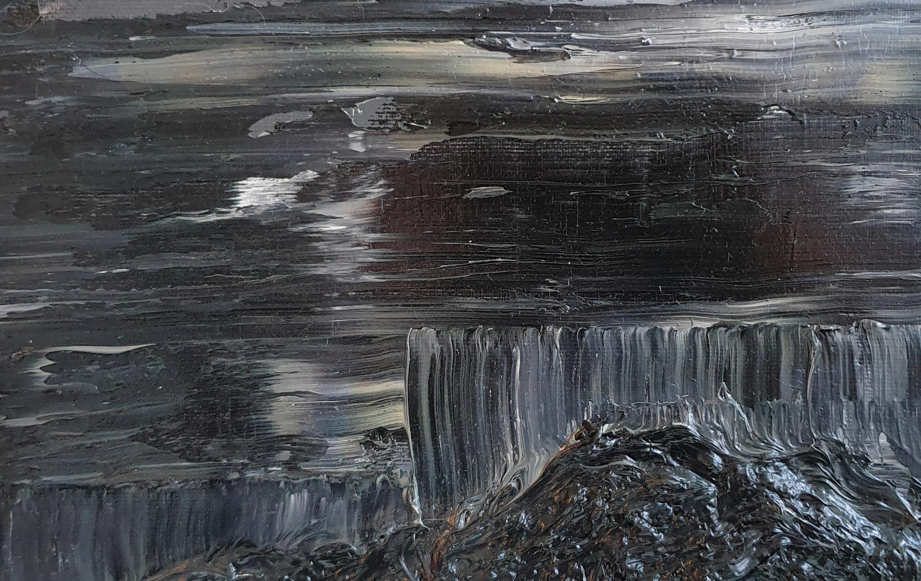 Senza titolo 04 - Contemporaneo, Nero, Pittura astratta, Grigio, Organico - Painting di Zsolt Berszán