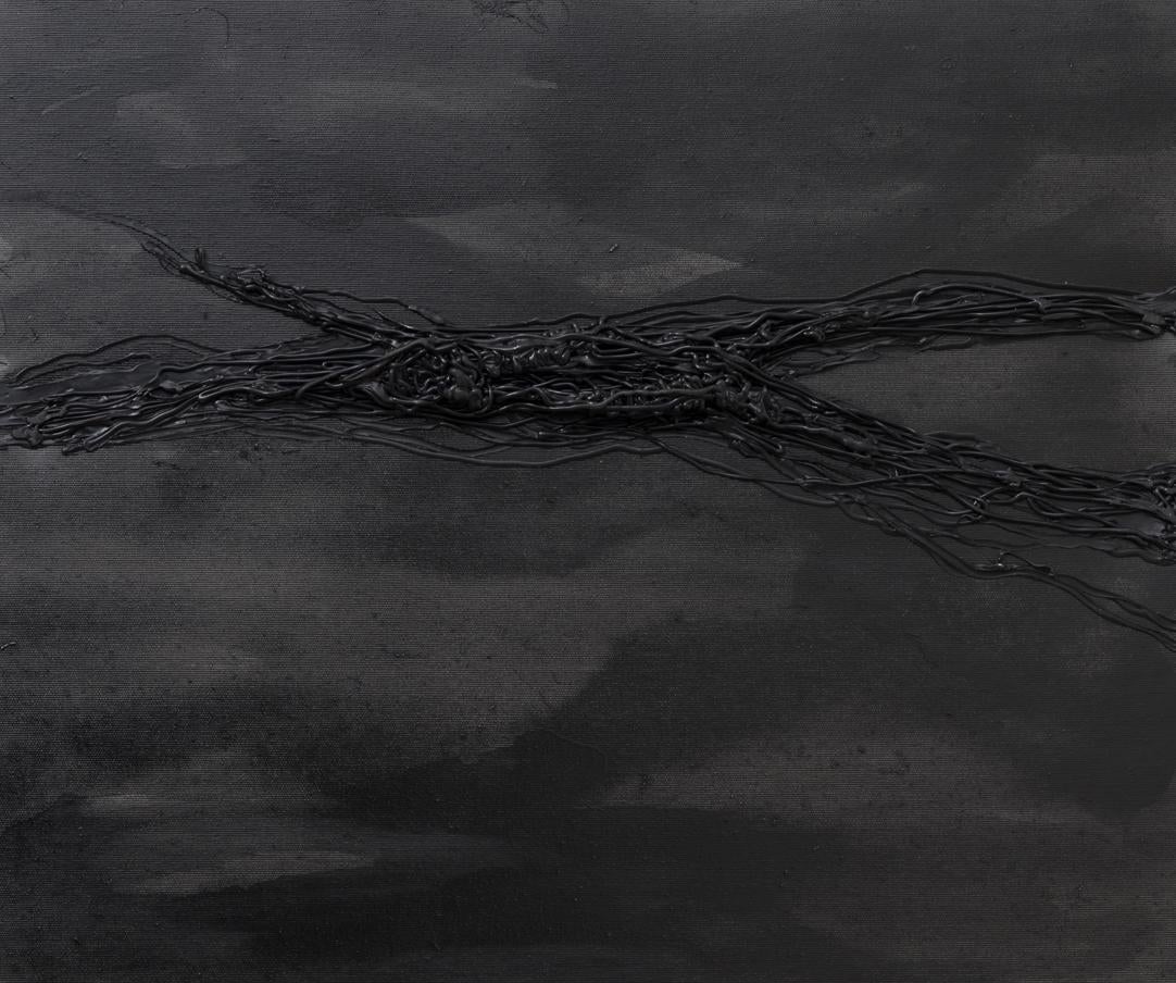 Sans titre 04 - Contemporain, Noir, Monochrome, Minimaliste, Organic, Art abstrait - Painting de Zsolt Berszán