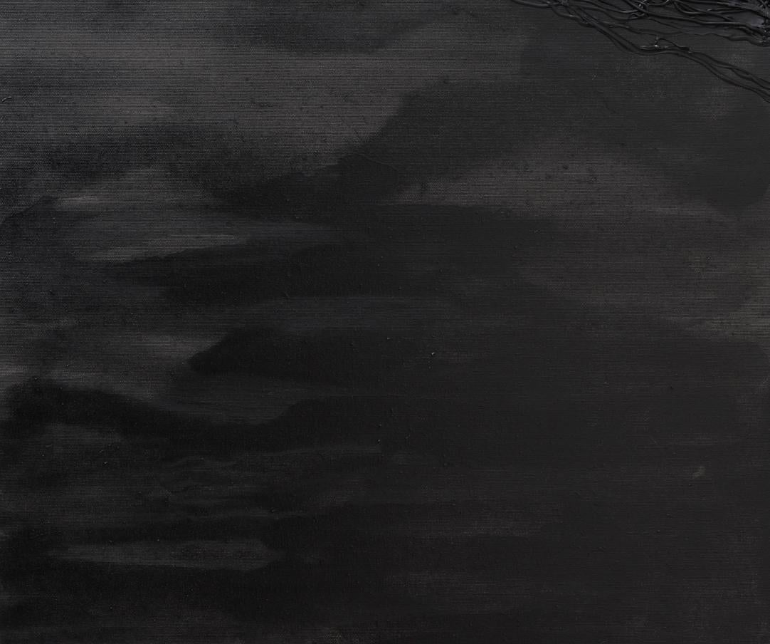 Sans titre 04 - Contemporain, Noir, Monochrome, Minimaliste, Organic, Art abstrait - Expressionnisme abstrait Painting par Zsolt Berszán
