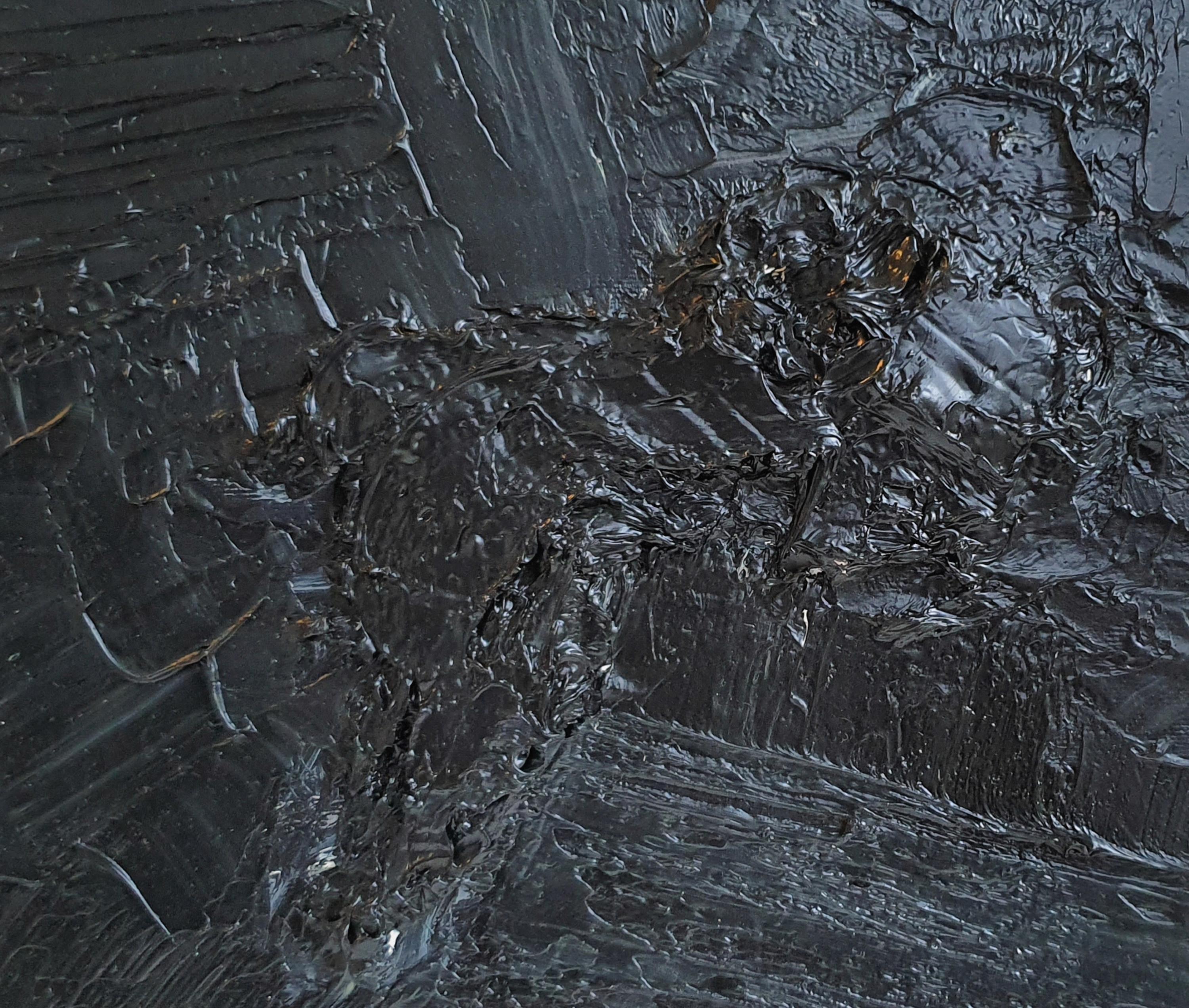Senza titolo 05 - 21° secolo, Pittura astratta, Nero, Monocromatico, Organico - Painting di Zsolt Berszán