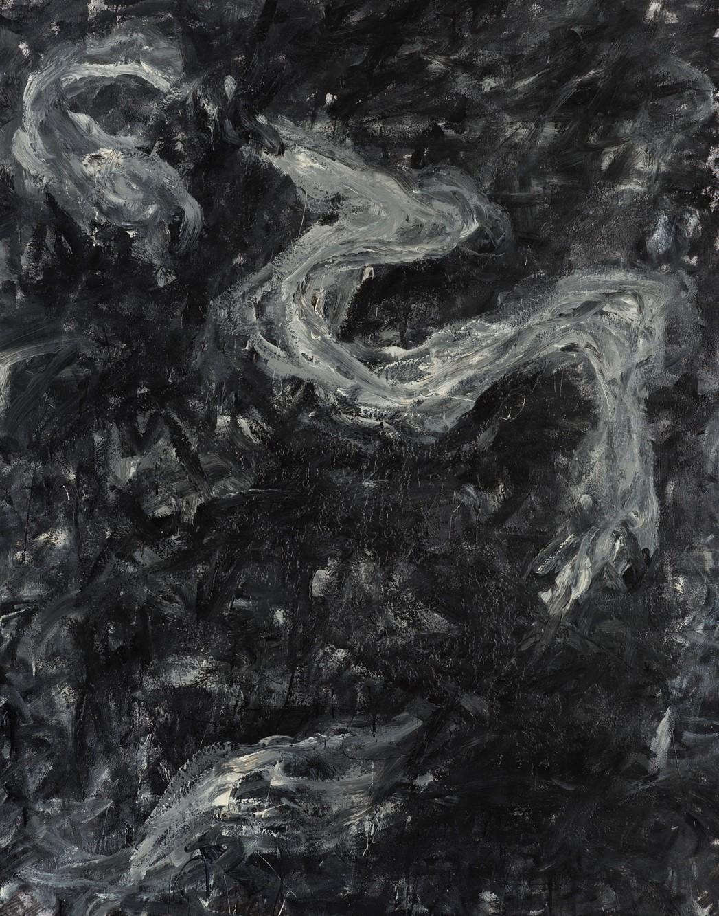 Senza titolo 05 [Resti dei resti 05] - Contemporaneo, Astratto, Nero, Grigio - Painting di Zsolt Berszán