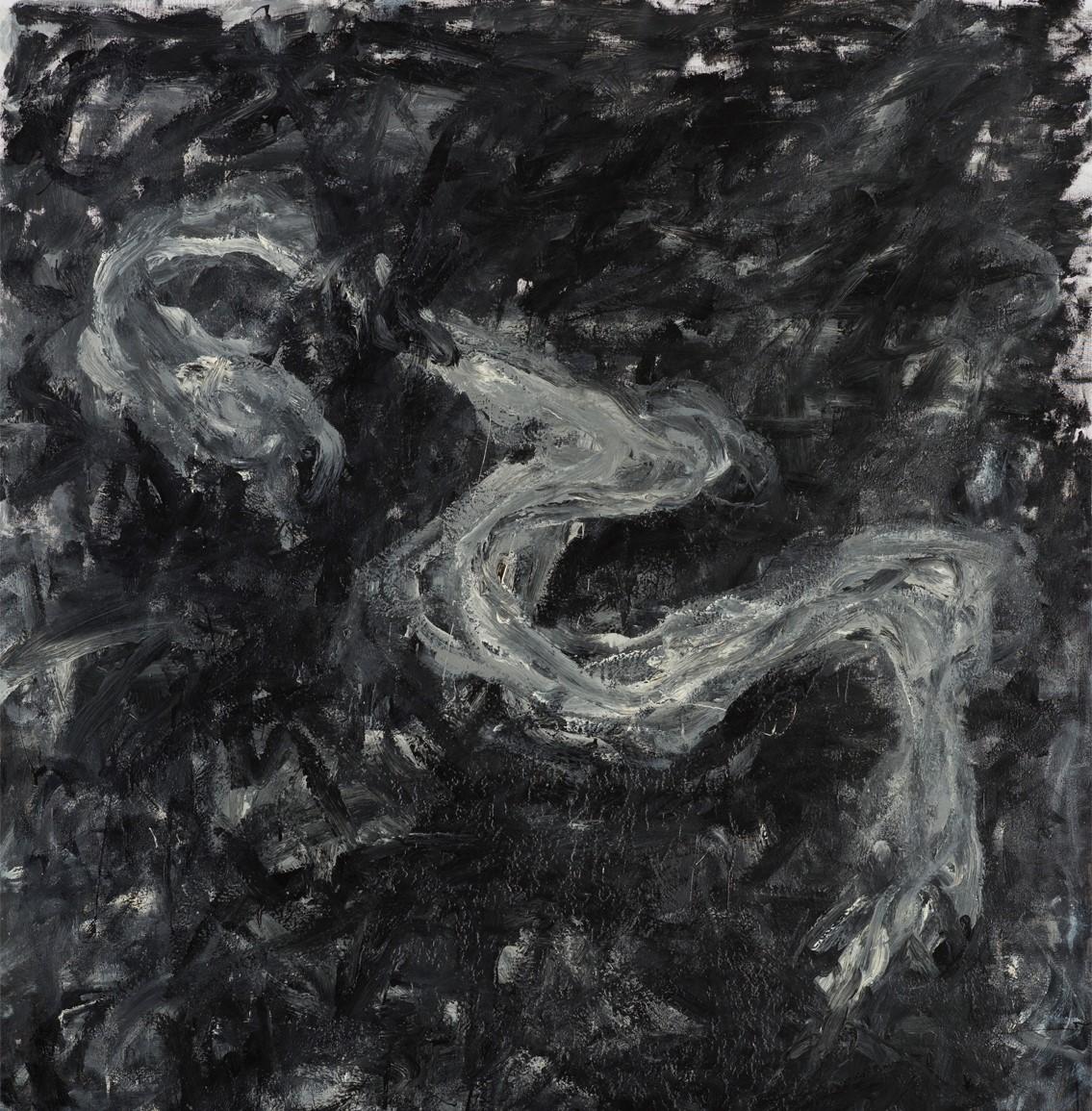Sans titre 05 [Remains of the Remains 05] - Contemporain, abstrait, noir, gris - Expressionnisme abstrait Painting par Zsolt Berszán