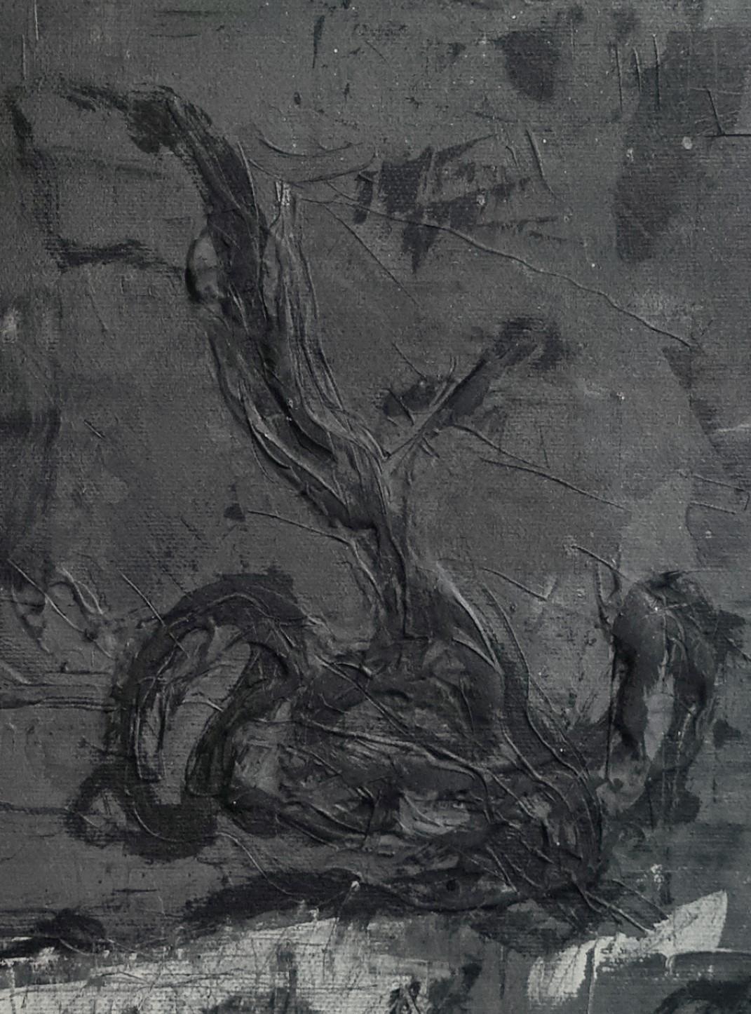 Senza titolo 05 [Resti dei resti 05] - Contemporaneo, Astratto, Nero, Grigio in vendita 1