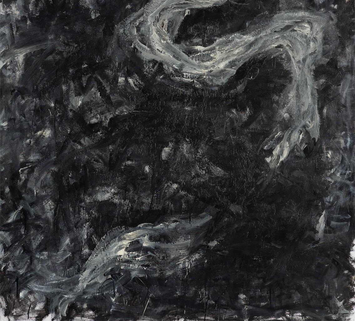 Sans titre 05 [Remains of the Remains 05] - Contemporain, abstrait, noir, gris - Gris Abstract Painting par Zsolt Berszán