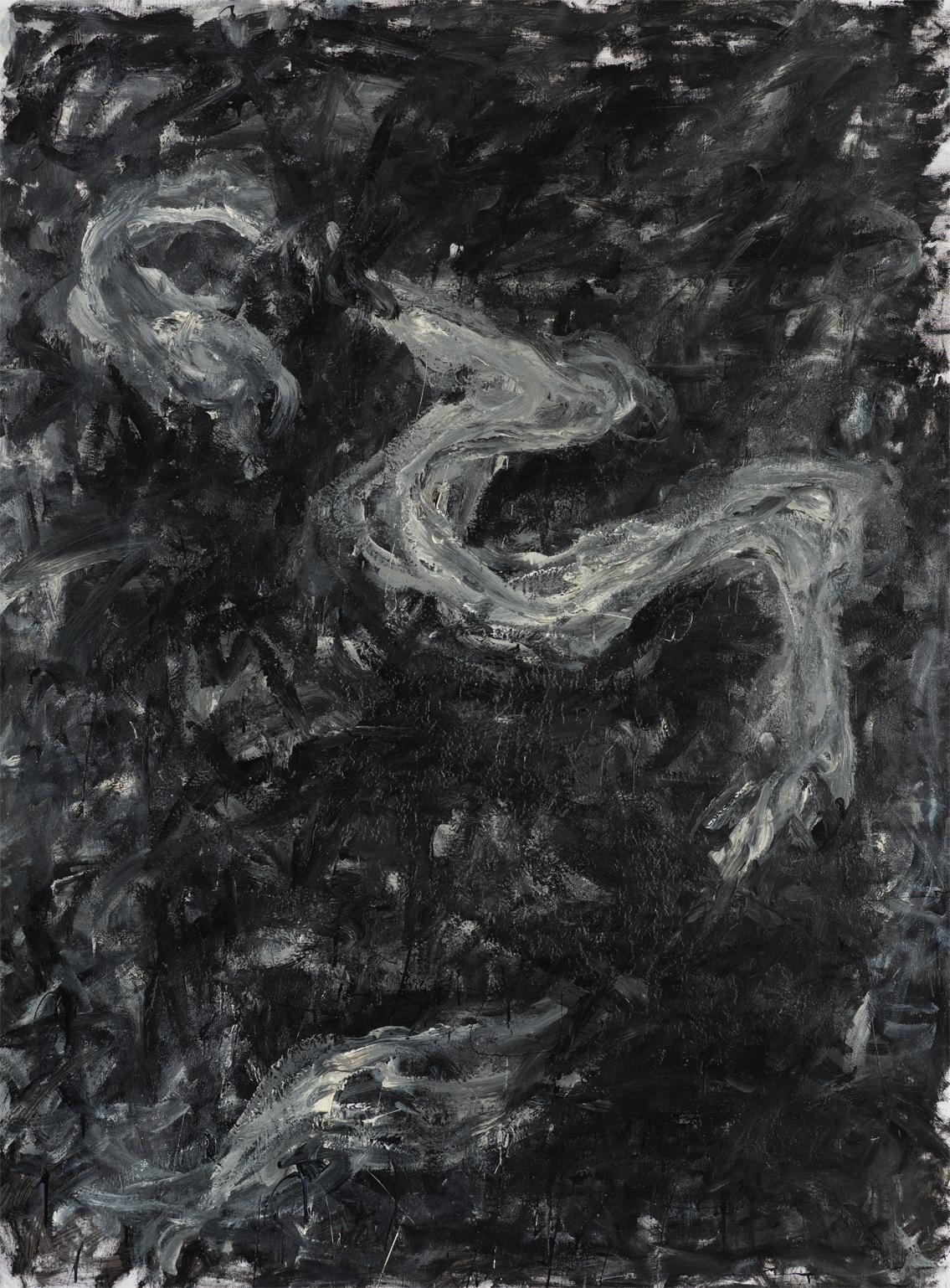 Abstract Painting Zsolt Berszán - Sans titre 05 [Remains of the Remains 05] - Contemporain, abstrait, noir, gris