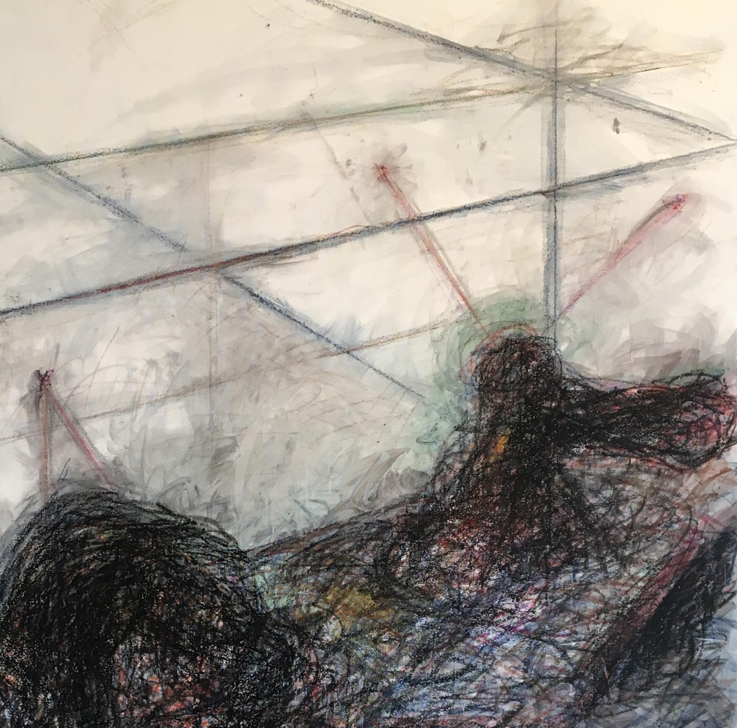 Ohne Titel 06 - Zeitgenössisch, Abstrakte Zeichnung auf Leinwand, Organisch, Minimalistisch (Grau), Abstract Painting, von Zsolt Berszán
