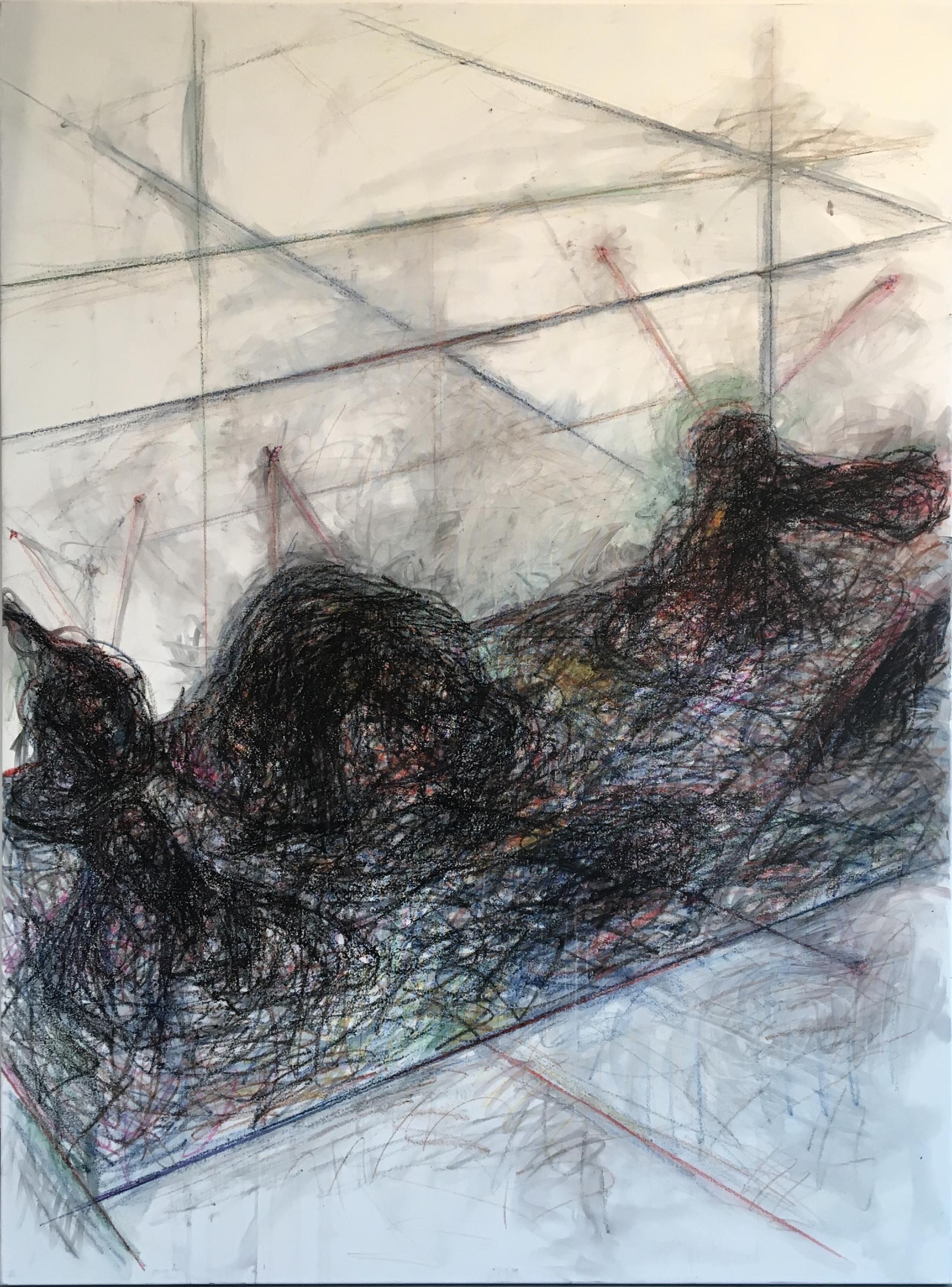 Zsolt Berszán Abstract Painting – Ohne Titel 06 - Zeitgenössisch, Abstrakte Zeichnung auf Leinwand, Organisch, Minimalistisch
