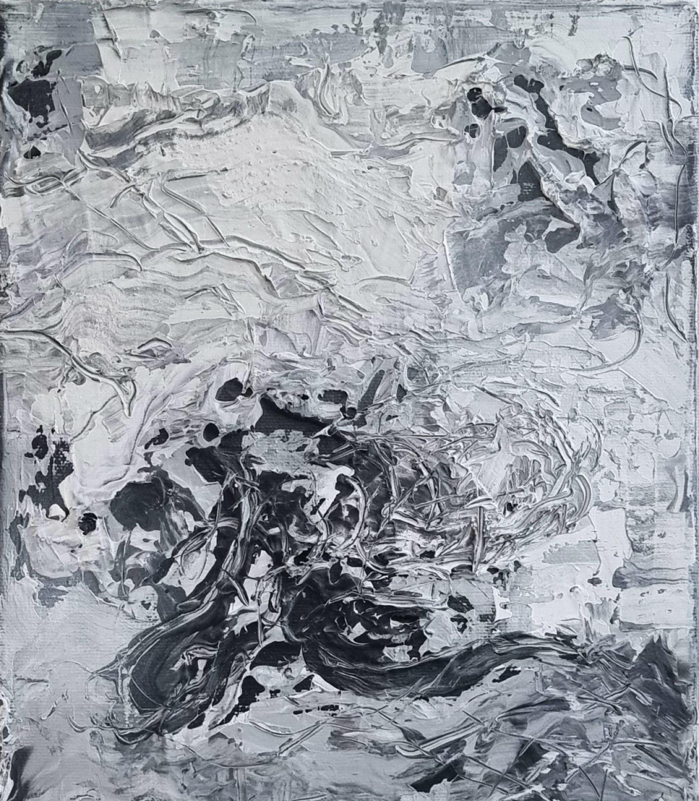 Sans titre 06 [Remains of the Remains 06] - 21e siècle, abstrait, gris - Abstrait Painting par Zsolt Berszán