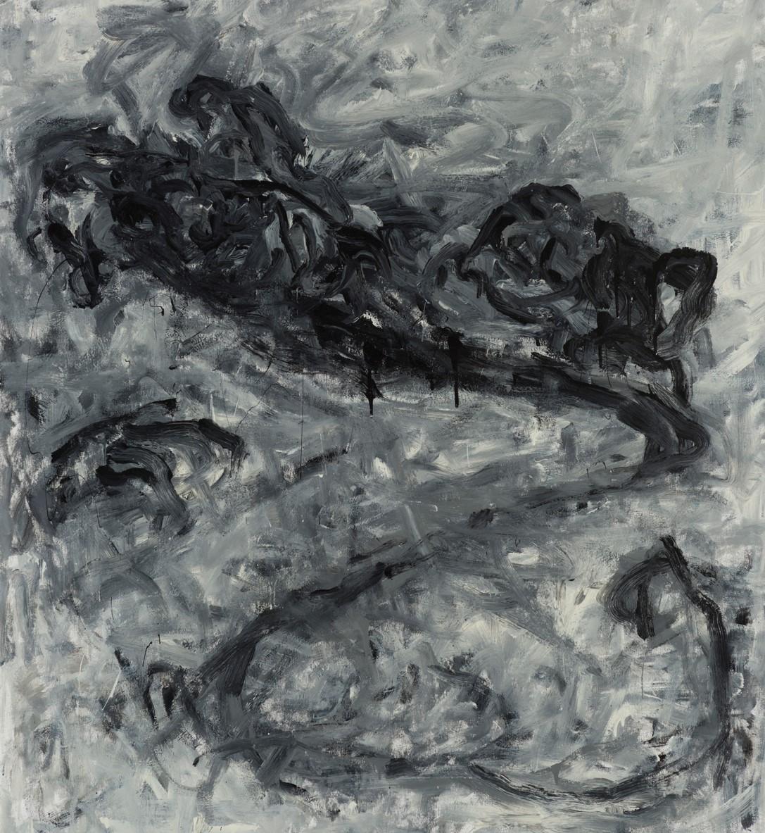 Untitled 06 [Remains of the Remains 06] - Contemporary, Abstract, Gray, Black - Painting by Zsolt Berszán
