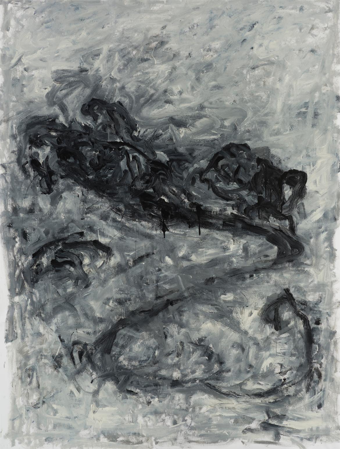 Zsolt Berszán Abstract Painting - Untitled 06 [Remains of the Remains 06] - Contemporary, Abstract, Gray, Black
