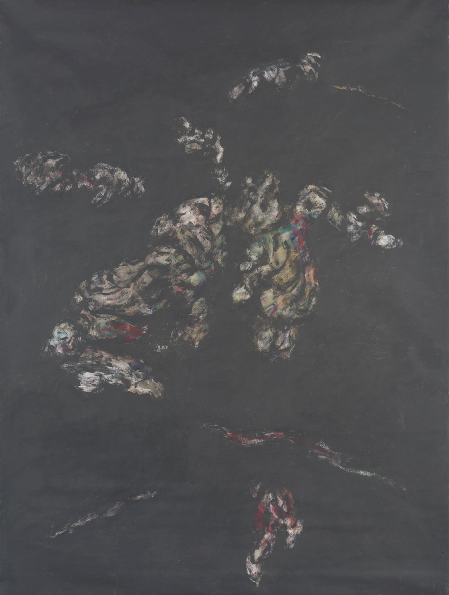 Abstract Painting Zsolt Berszán - Sans titre 07 - 21e siècle, noir, minimaliste, rouge, jaune, art contemporain