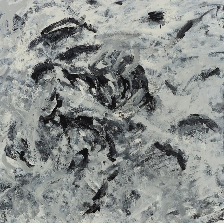 Untitled 08 [Remains of the Remains 08] - Abstract Painting, Black, White For Sale 1