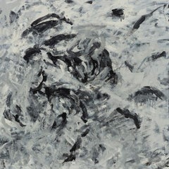 Sin título 08 [Restos de los Restos 08] - Pintura Abstracta, Negro, Blanco